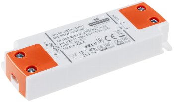 LED-Trafo "CT-SL20" SlimLine 0,5-20W, Ein 180-264V, Aus 12V= Konstantspannung