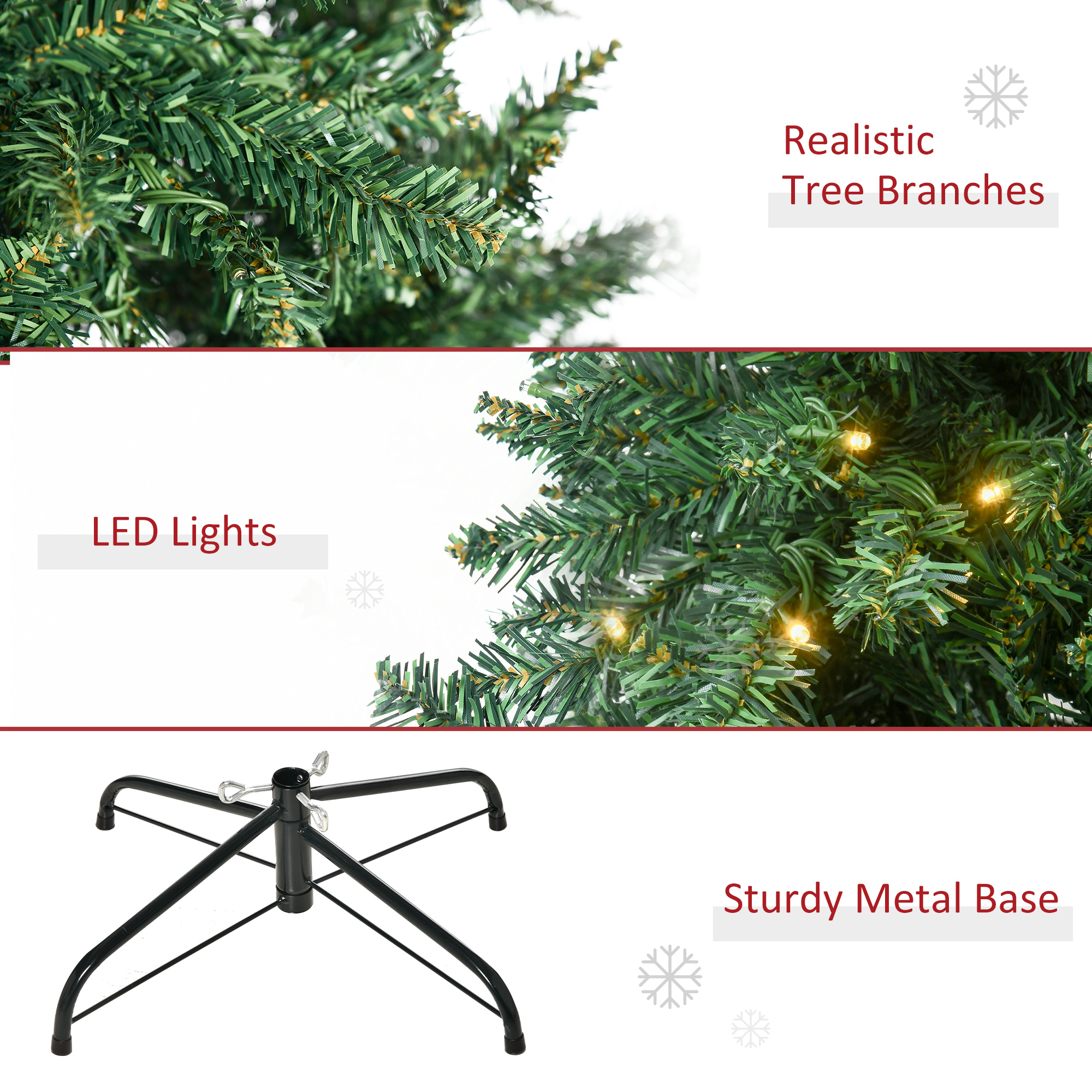 Weihnachtsbaum, 700 warmweiße LEDs, 2154 Zweige, flammhemmend, Kunststoff/Metall, 210 x 142 cm, Grün