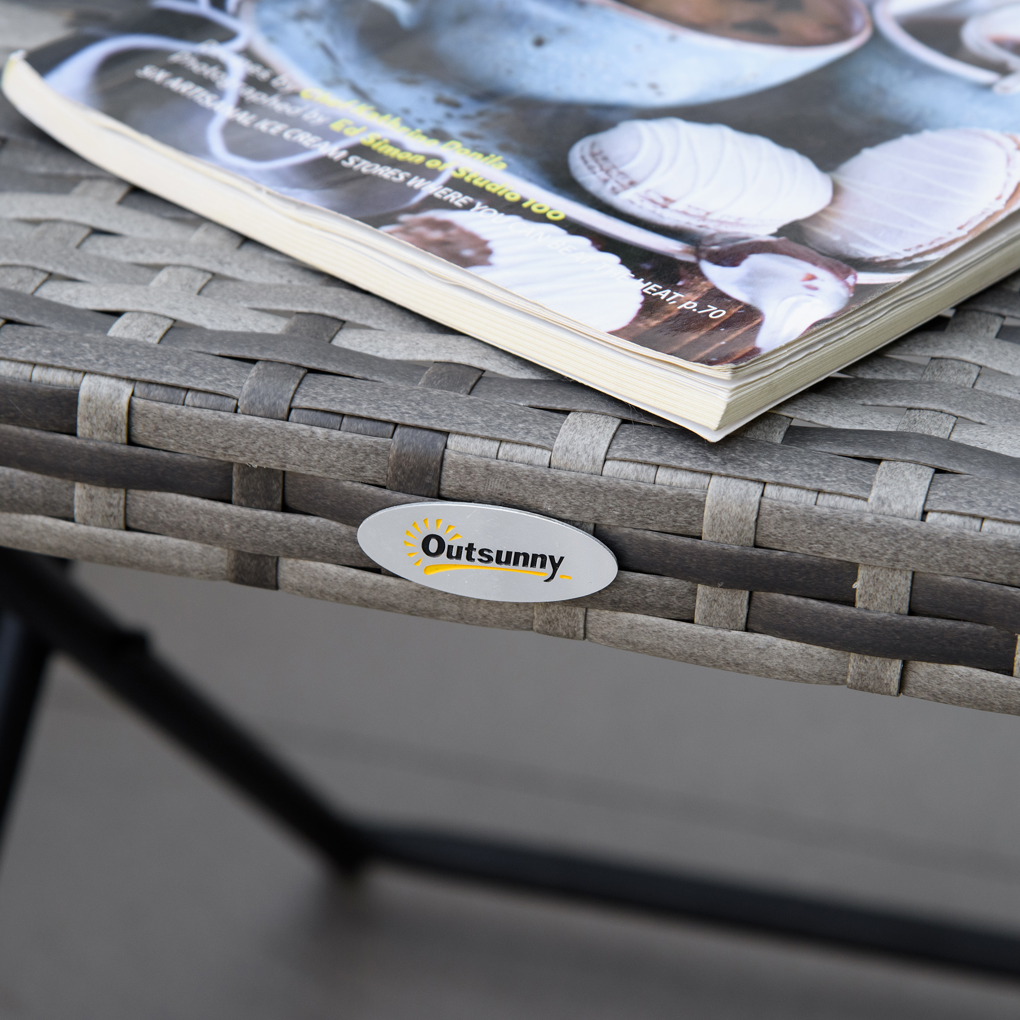 Beistelltisch aus Polyrattan klappbar Kaffeetisch Couchtisch Tablett Balkontisch Gartentisch Sofatisch Teetisch Gartenmöbel Rattantisch für Garten Terrasse Balkon, 40x40x40cm Graul