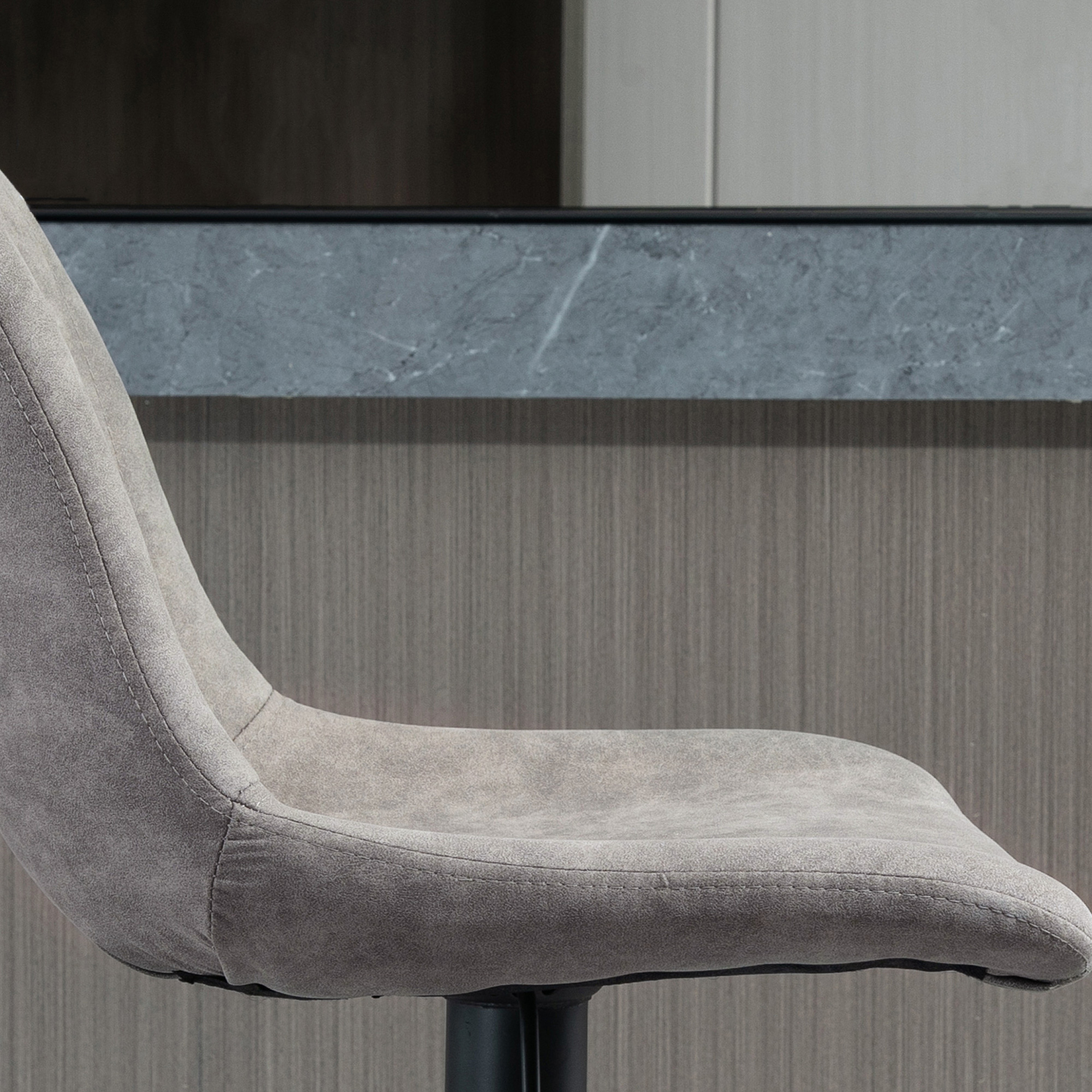 2er-Set Barhocker im Retrodesign, inkl. Fußstütze, höhenverstellbar, Gaslift, Grau + Schwarz