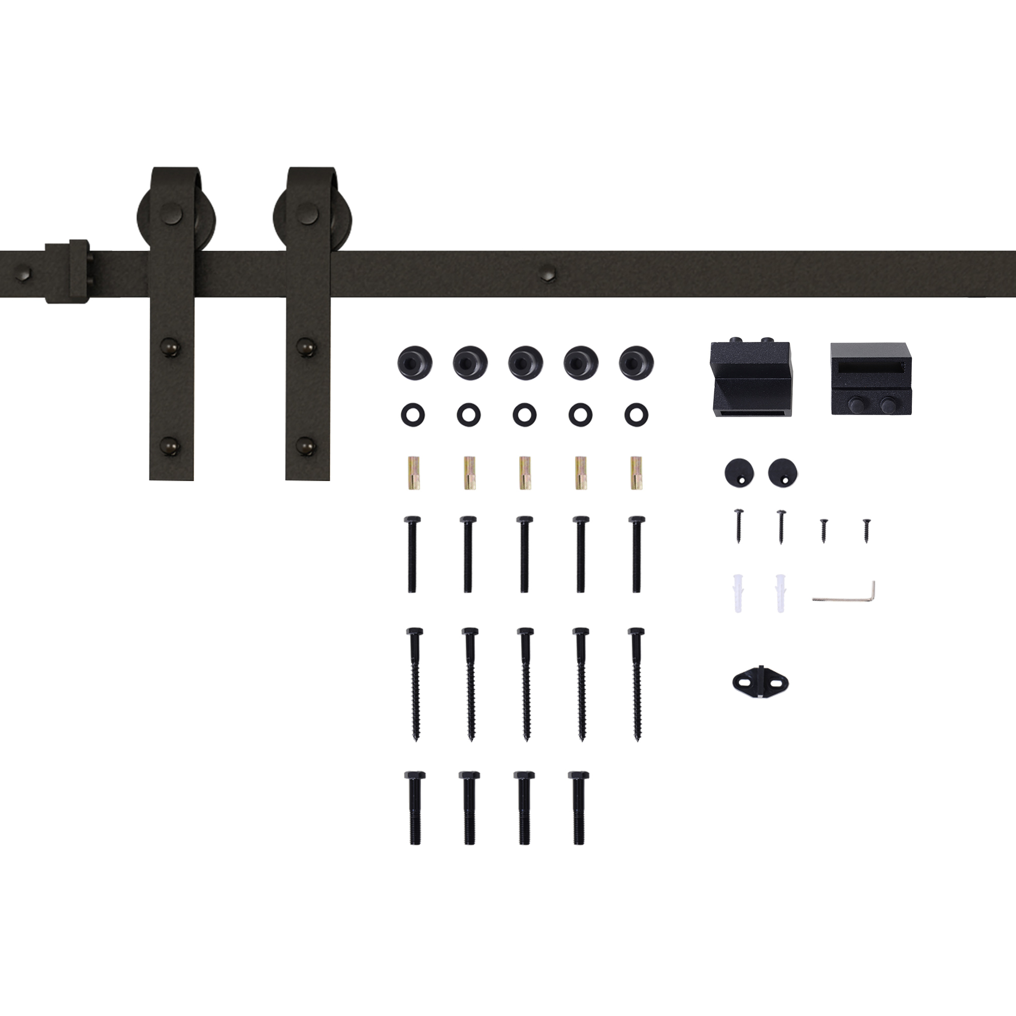 Gleitschienen-Bausatz für Schiebetüren, max. 100 kg Belastbarkeit, Metall, Schwarz, 2 m, Schwarz