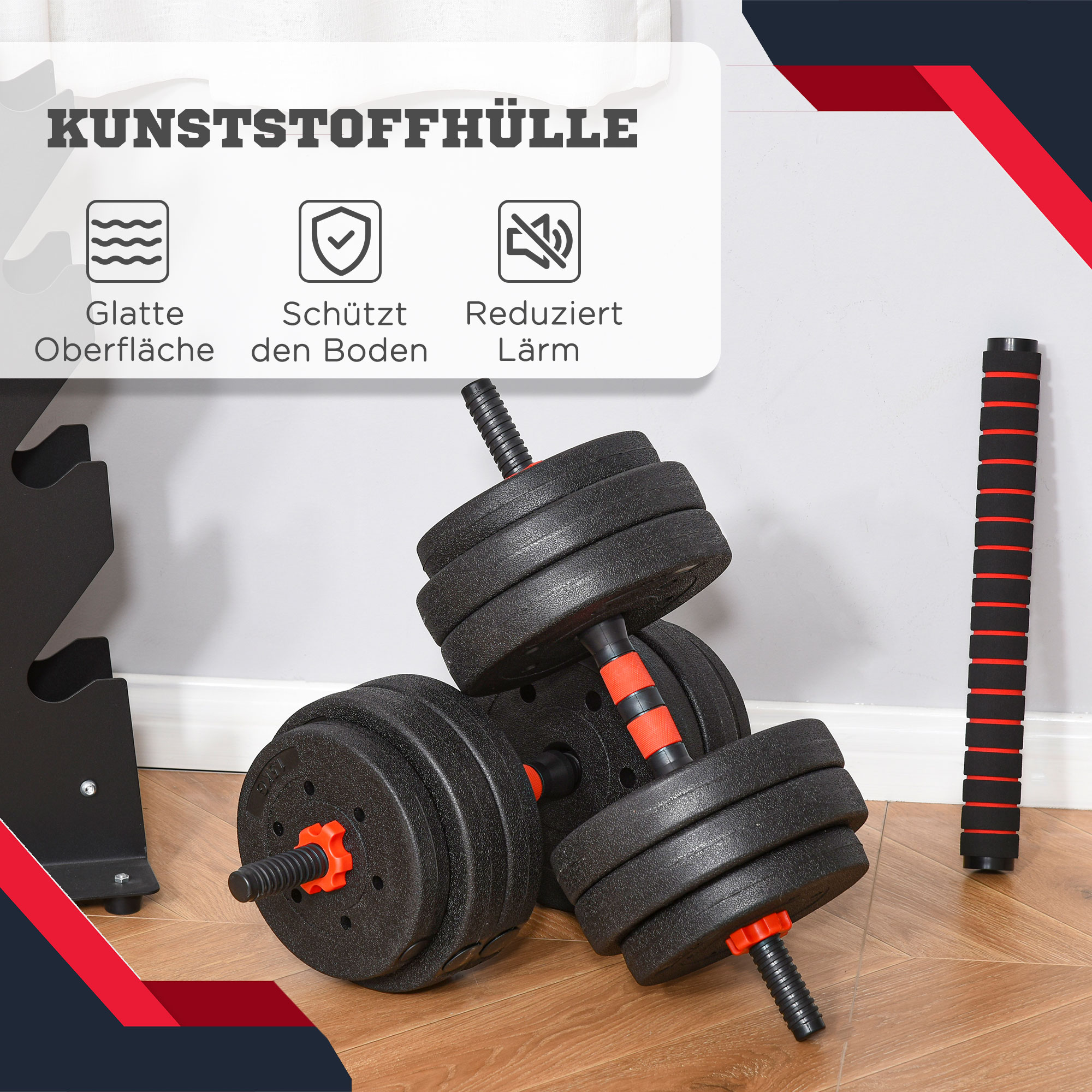 2 in 1 Hanteln Set 25 kg verstellbare Kurzhantel & Langhantel professionell Dumbbell Krafttraining und Gewichtheben für Zuhause Fitness