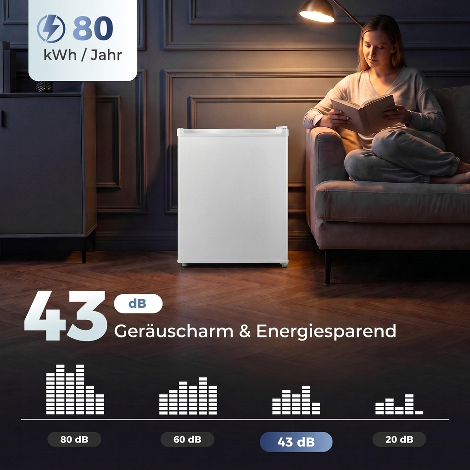 Minikühlschrank mit Gefrierfach, Einstellbares Thermostat, Kleiner Kühlschrank, Eintürig, 72,5 L, Weiß