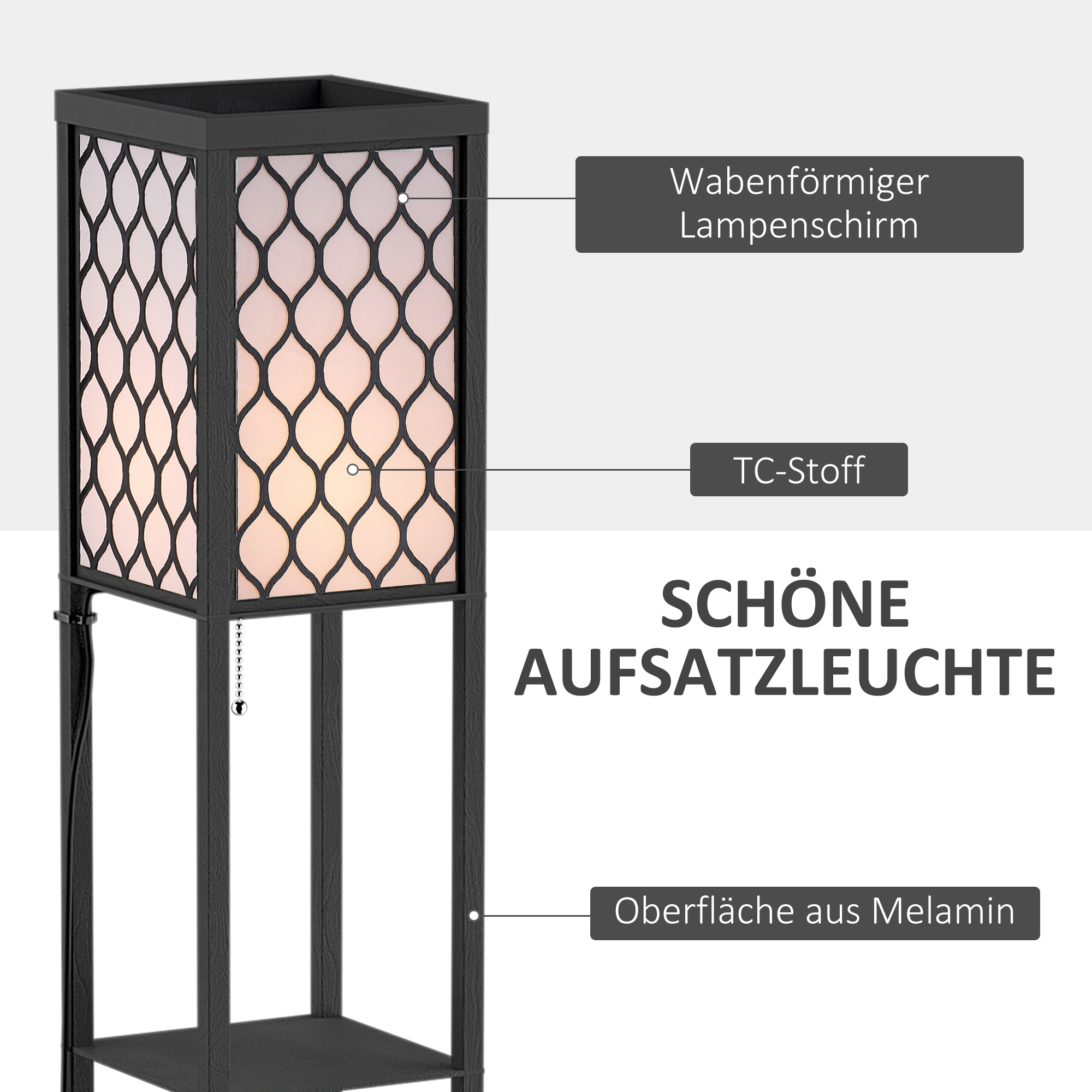 Stehlampe Wohnzimmer mit Regal, Stehleuchte Standleuchte mit E27 Fassung für Wohnzimmer Schlafzimmer, exkl. Glühbirne