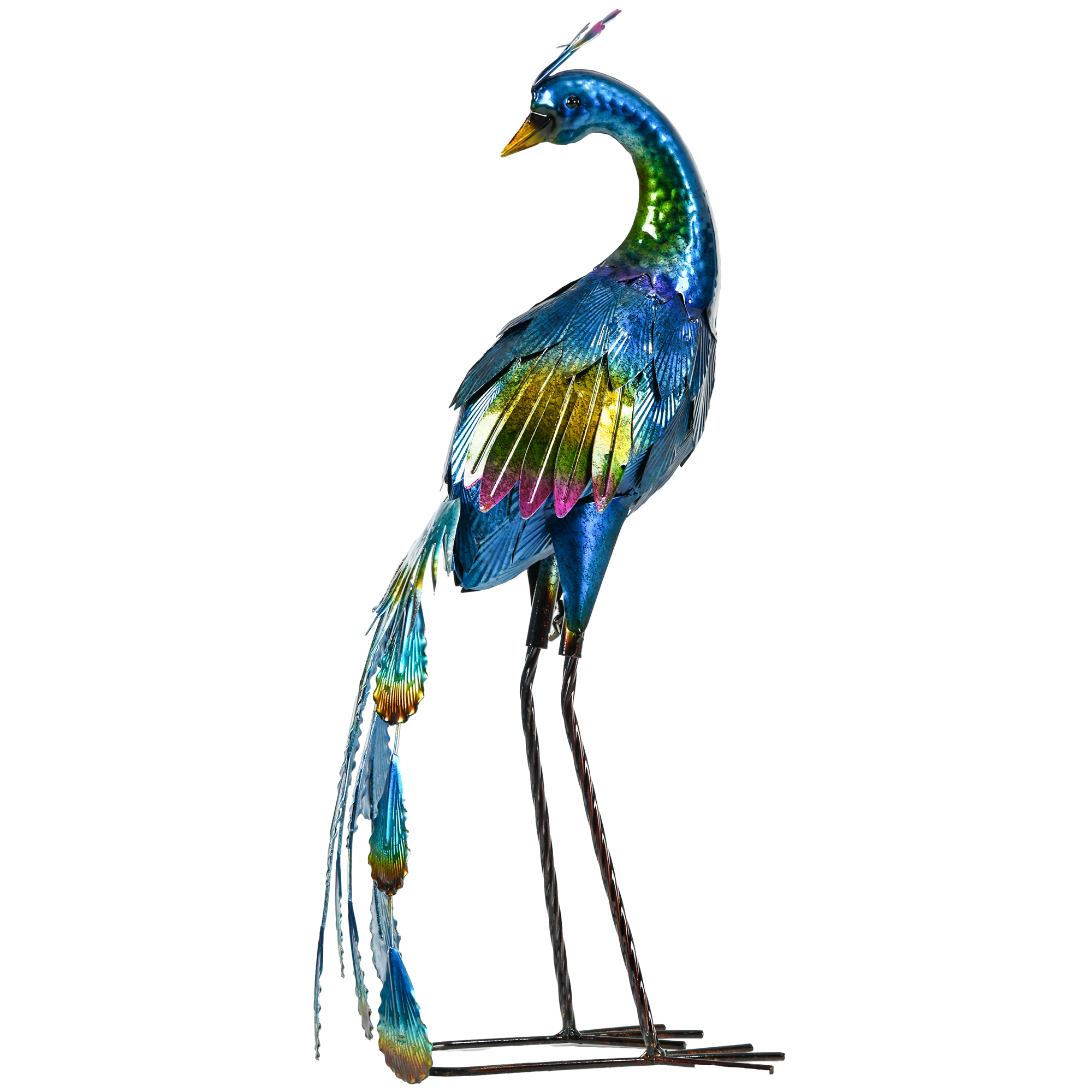 Gartenstatur Gartendekoration Pfau, 25 x 29 x 59 cm, Mehrfarbig