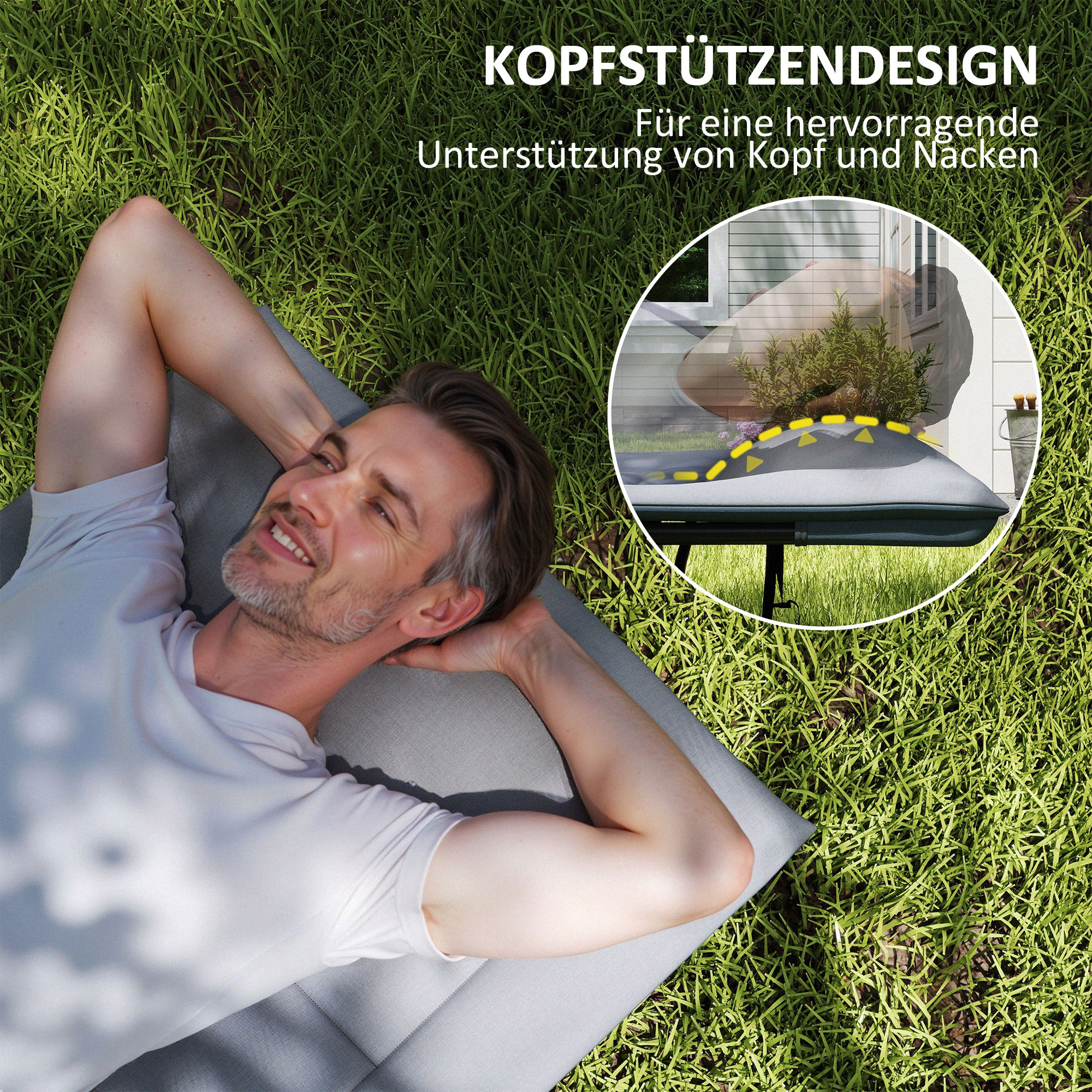 Feldbett faltbar Campingbett mit Matratze Kopfkissen Seitentasche 187 x 67 x 37 cm Gästebett bis 150 kg Grau