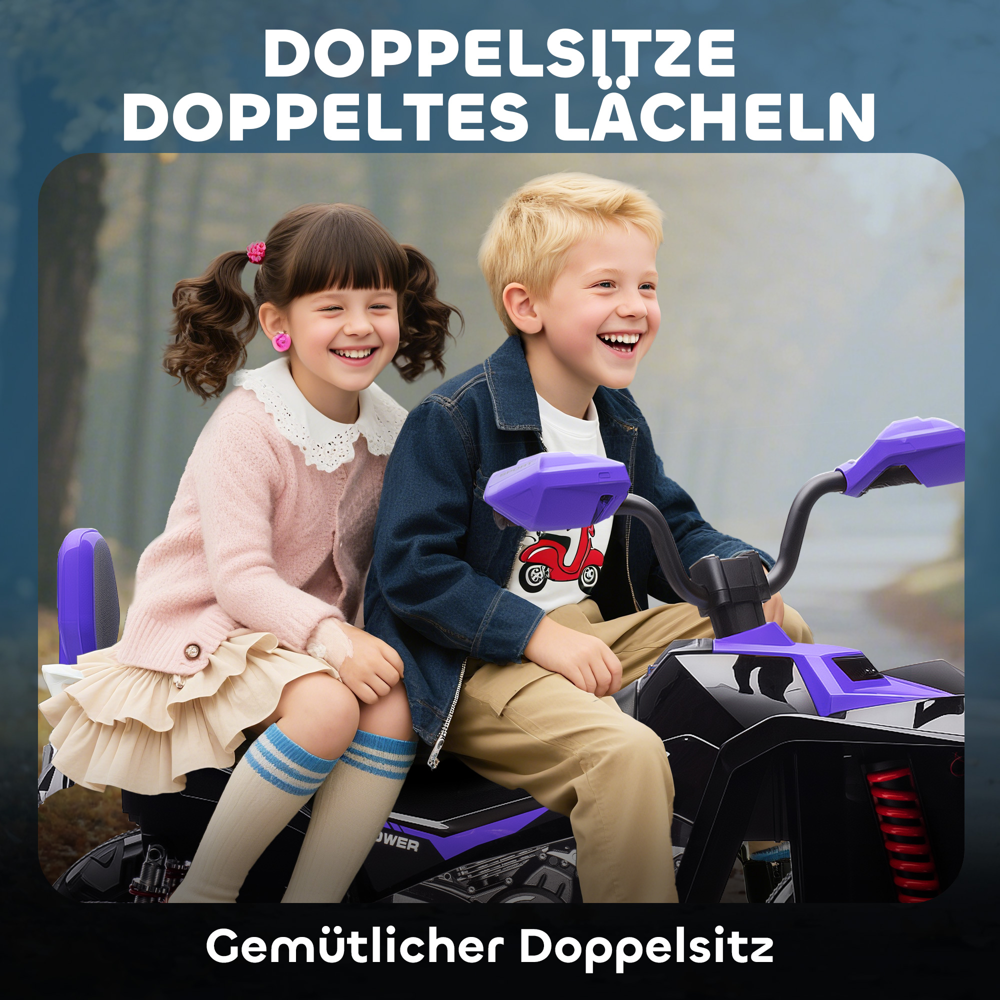 Kinder-Elektro-Quad, 24V Elektro-Fahrzeug mit 4 Rädern, Scheinwerfer, USB-Anschluss, MP3-Funktion, 6,5 km/h, 3-8 Jahre