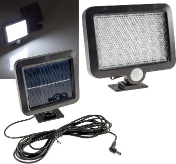 LED Solar Wandleuchte m. Bewegungsmelder / 300lm, 6000K, Akku, externe Solarzelle