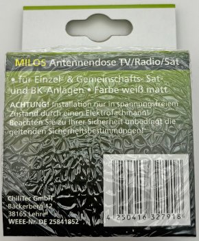 MILOS Antennendose TV+Radio+Sat / inkl. Rahmen, UP, weiß matt