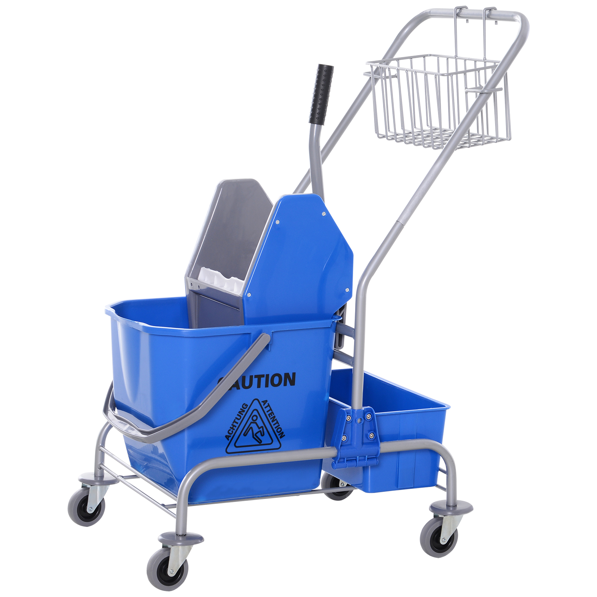 Reinigungswagen, Moppwagen, 25 L Fassungsvermögen, 4 Räder, Kunststoff, Blau