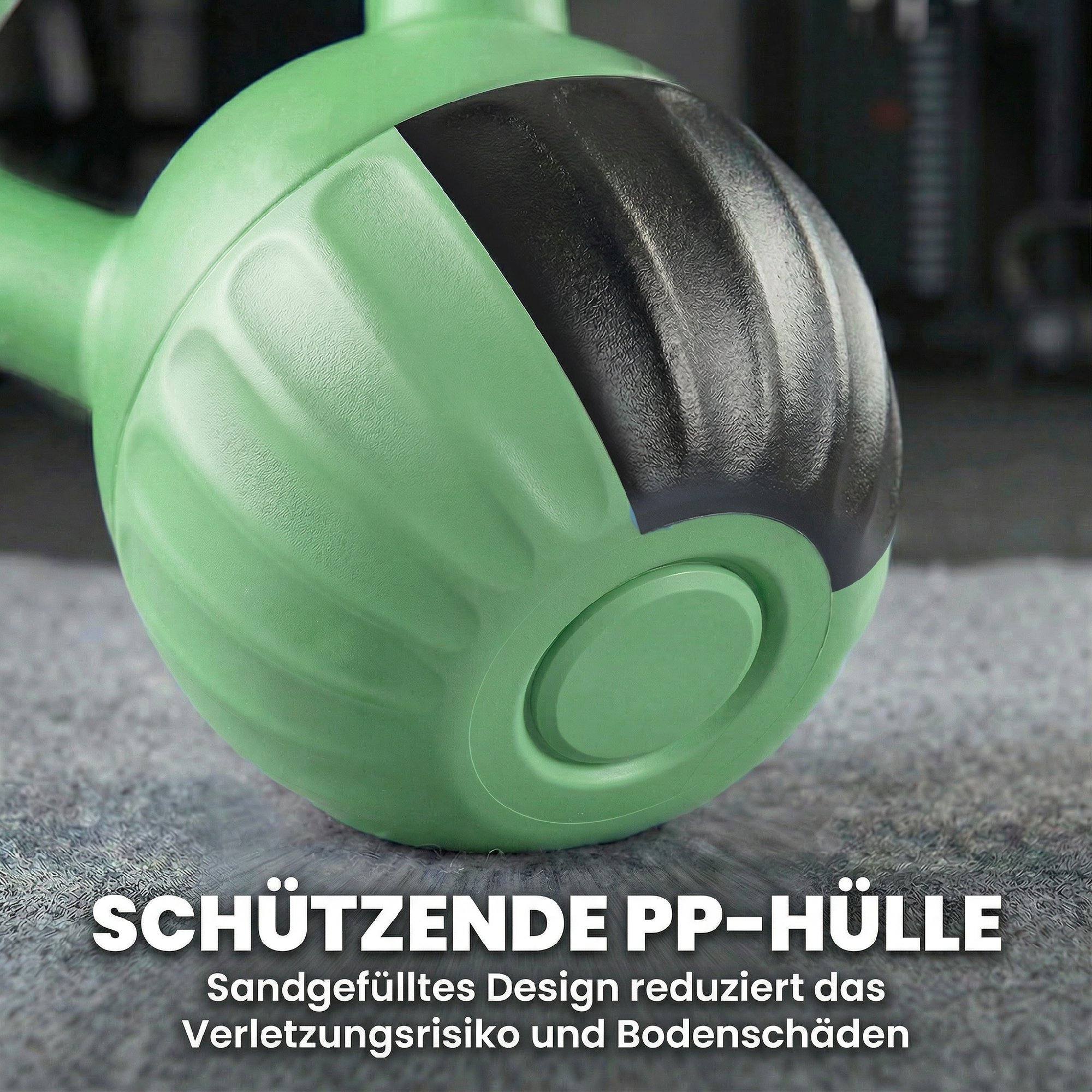 Kettlebell Kugelhantel 6 kg Gewicht-Hantel mit Sand befüllt für Anfänger Zuhause Krafttraining 21 x 21 x 27 cm Grün