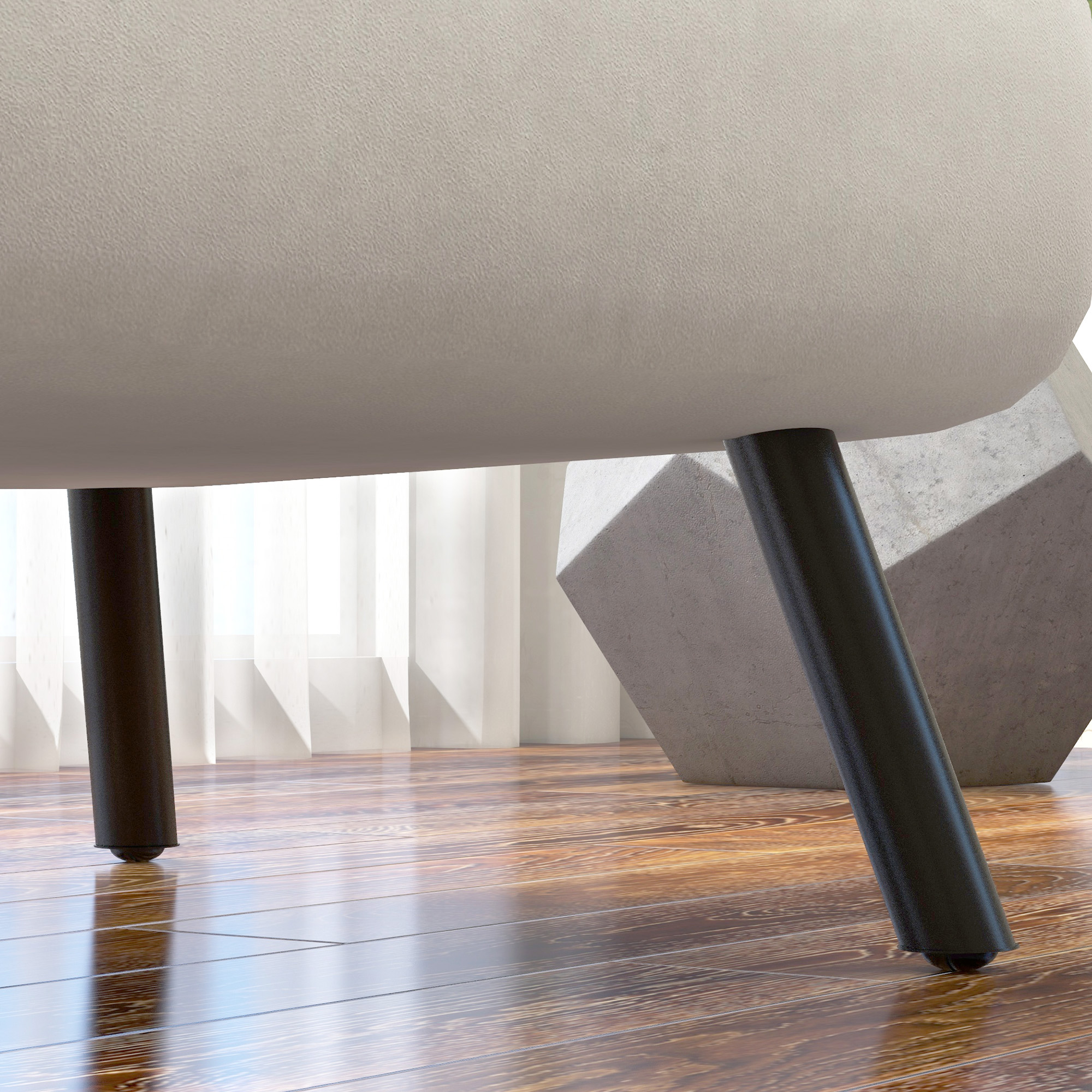 Relaxsessel im Skandidesign, Liegesessel, Lesesessel. ink. Kissen mit Knopfhefung, Cremeweiß