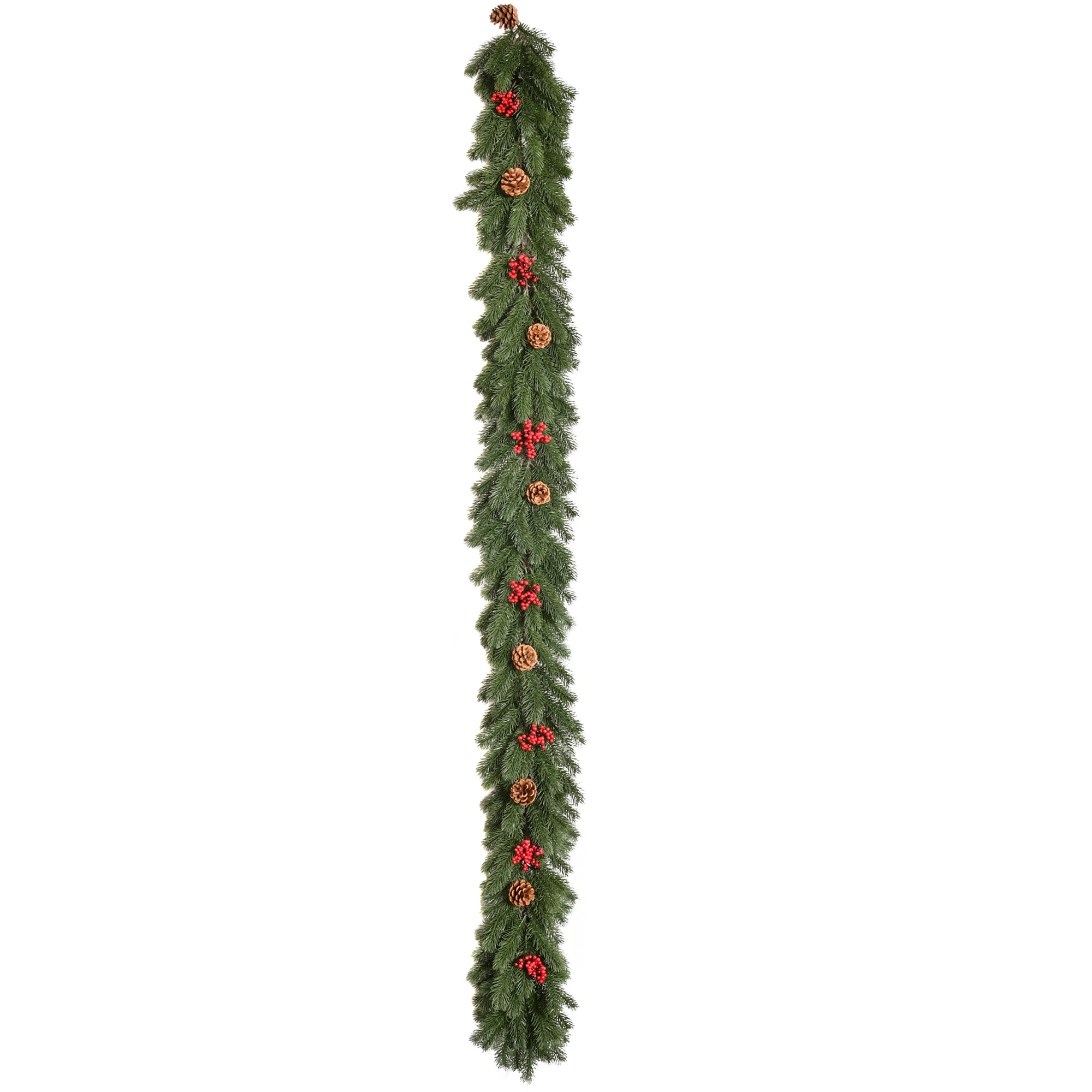 Weihnachtsgirlande 1,9m Tannengirlande Weihnachtsdeko mit Tannenzapfen Beeren Künstliche Girlande Weihnachtsgirlande für Innen & Außen, Grün