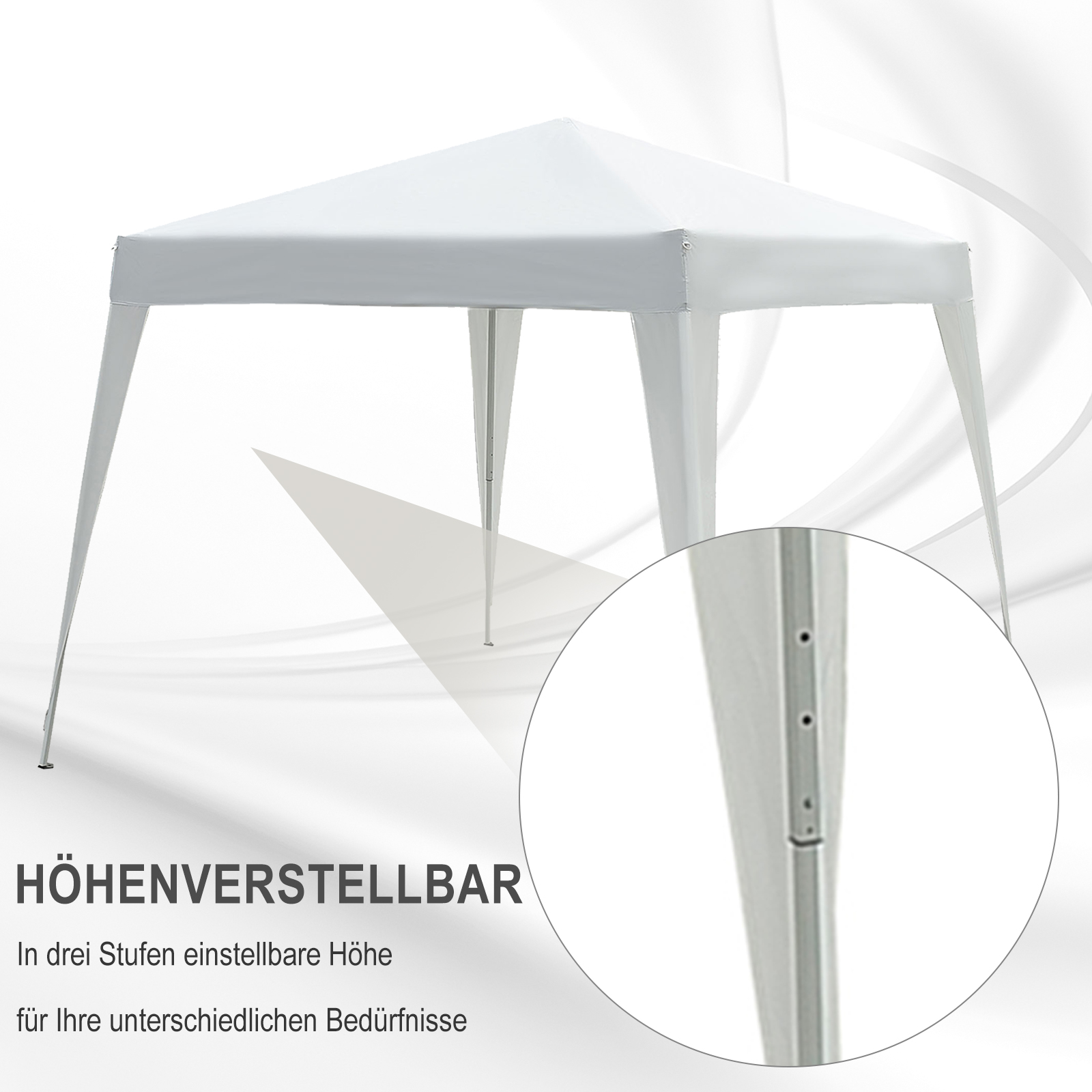 Faltpavillon 2,4x2,4m Pavillon Faltzelt mit UV-Schutz, Partyzelt inkl. Tragetasche für Garten, Balkon, Stahl Weiß