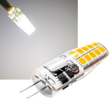 LED Stiftsockellampe G4 "Silikon W2" / 4200k, 220lm, 300°, 12V/2W, neutralweiß