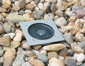 Solar LED Bodenstrahler "CTB-E", eckig / 105x105x40mm, IP44, Edelstahl-Front