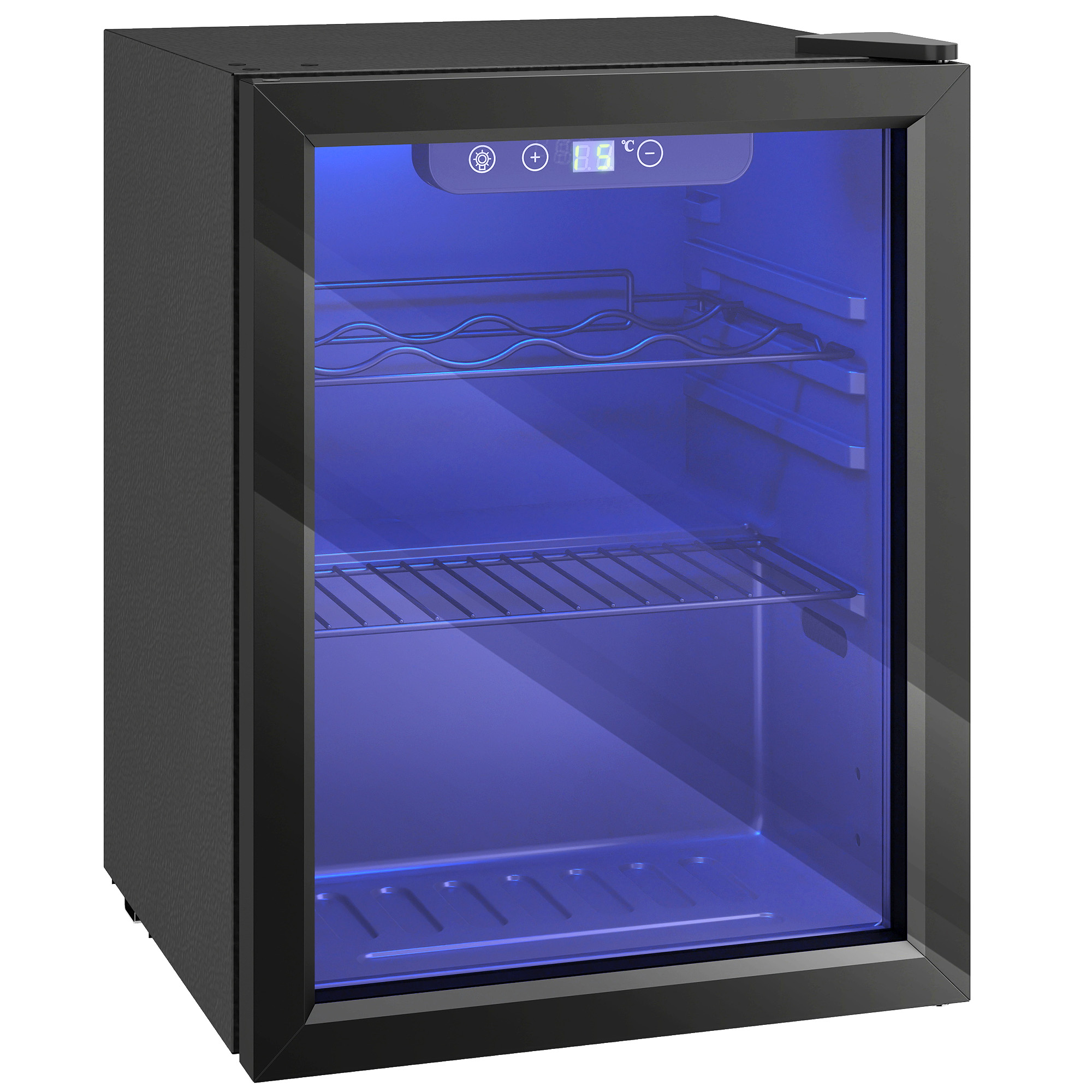 Weinkühler für 16 Flaschen, 48 L Kapazität, 4–16°C, Unterbau Kühlschrank für Getränke und Bier, mit Glastür, LED-Licht