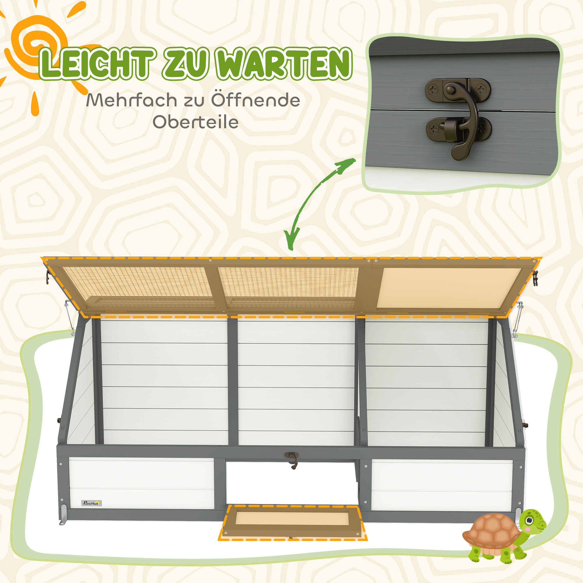 Schildkrötenbox, Outdoor Schildkrötengehege, bodenloses Design, leicht zu öffnen, Schildkrötenhaus, Weiß