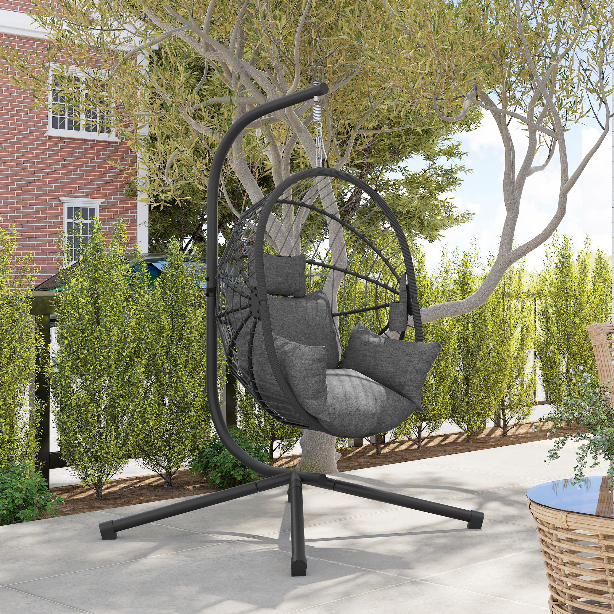 Outdoor Hängesessel Hängesessel, inkl. Polster, Egg-Chair, 120 cm x 106 cm x 188 cm,  Grau