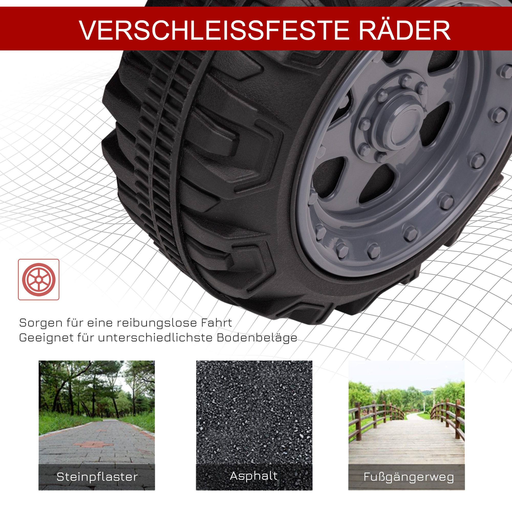 Kinderquad 6V Kinderquad mit Vorwärtsfunktion, Musik, Elektro-Quad für Kinder 1,5-3 Jahre Rot