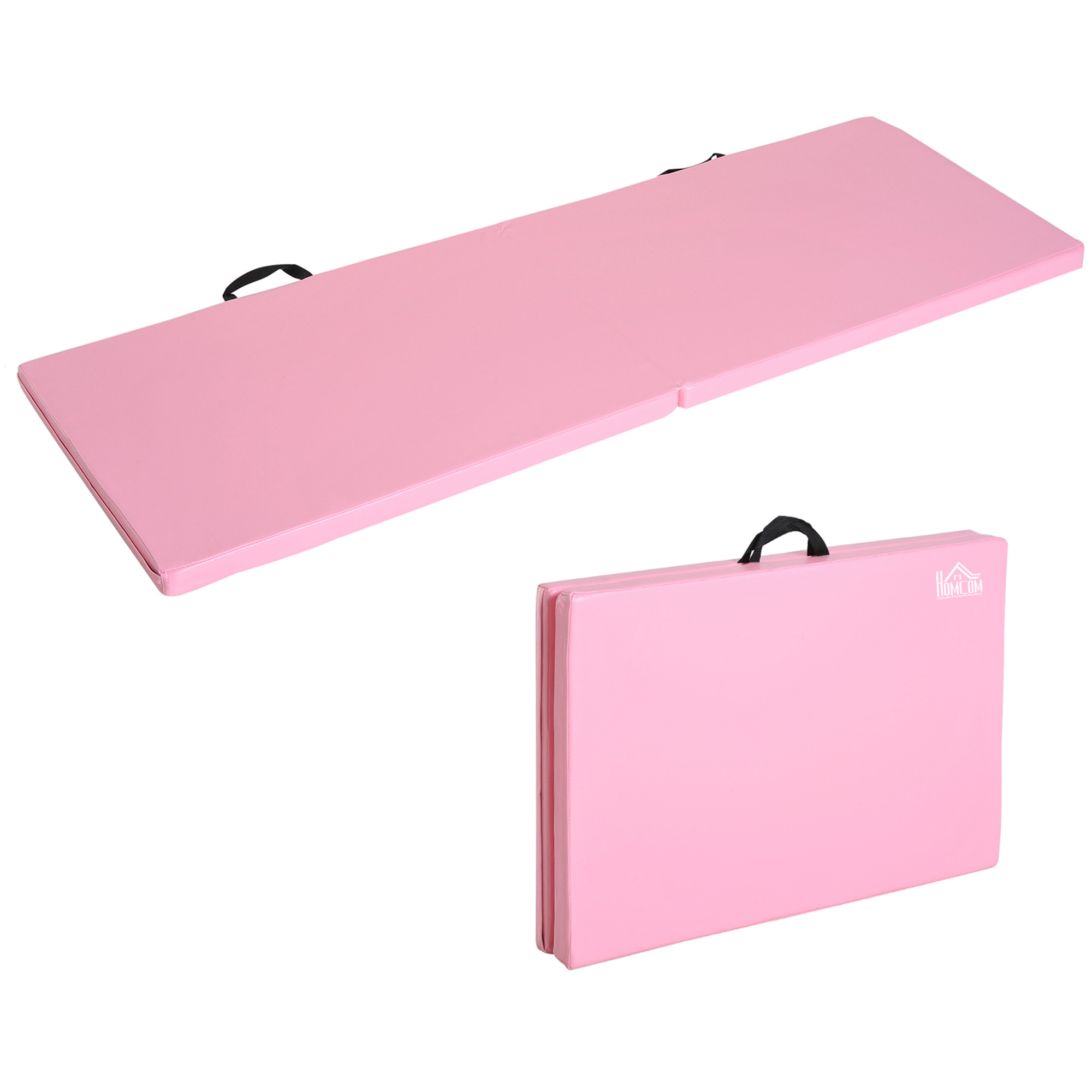 Trainingsmatte, faltbare Fitnessmatte mit Griffen für Yoga, MMA, Fitness, Pilates, Synthetikbezug, 180 x 60 x 5 cm, Rosa