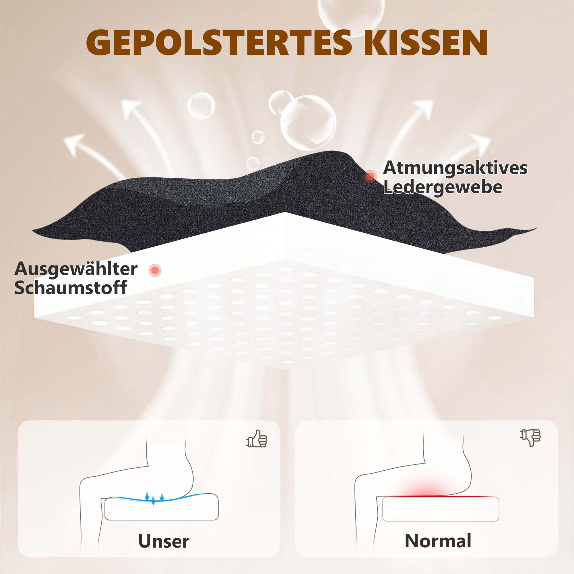 3D Knet-Massage-Bürostuhl mit Fußstütze, verstellbarer Computerstuhl mit hoher Rückenlehne, Leathaire-Polsterung, Schwarz