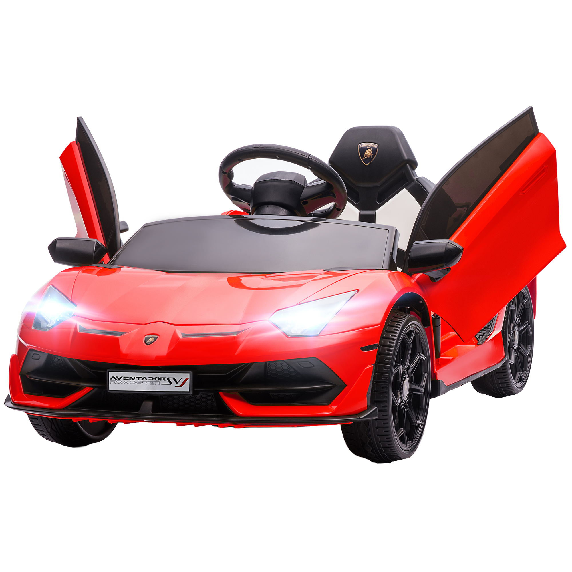 Elektro-Kinderauto, lizenzierter Lamborghini Aventador, Flügeltüren, Musik, Hupe, für 3-5 Jahre, rot