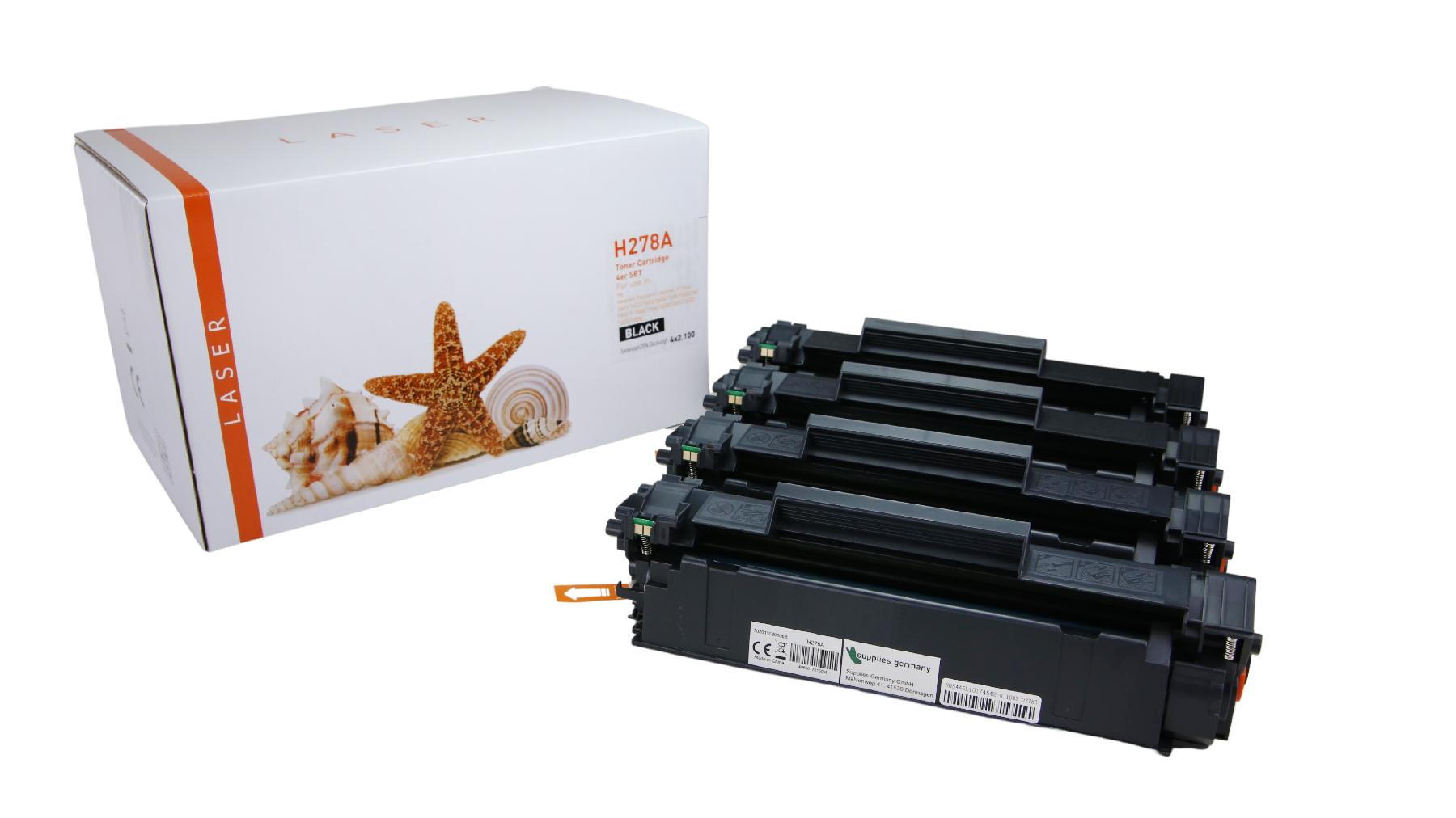 4er Set  CE278A alternativ Toner schwarz für HP / CE278A / 4x2.100 Seiten