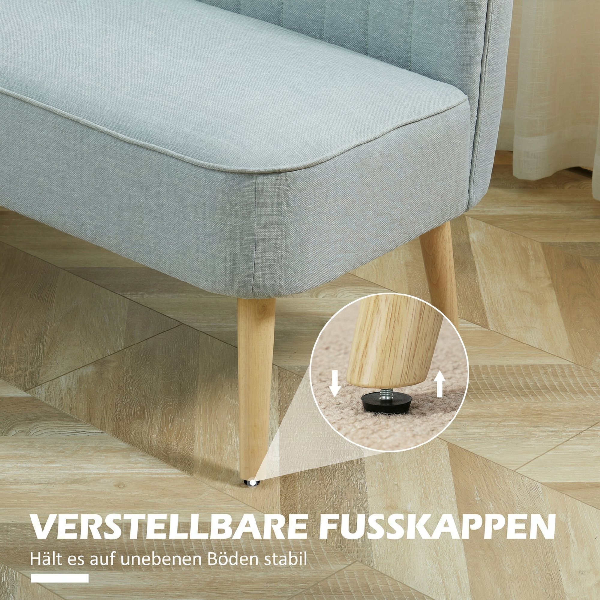 2-Sitzer Sofa, weiche Polsterung, pflegeleichter Bezug, bis 220 kg, 117 x 56,5 x 77 cm, Hellgrün