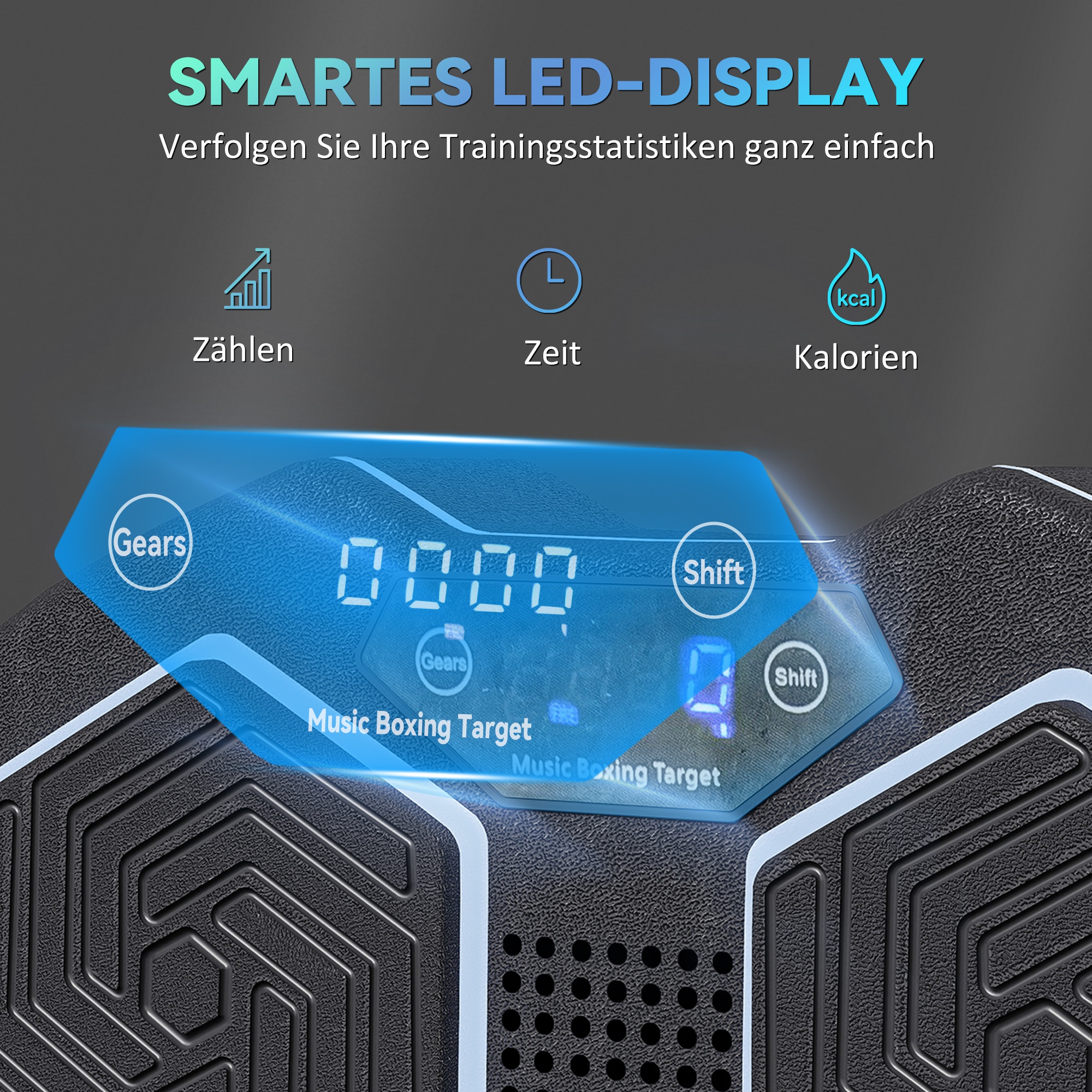 Musikboxmaschine, Bluetooth-Boxgerät, Wandmontage, 9 Geschwindigkeiten und Modi, LED-Lichter, Schwarz