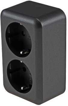 FASKO Doppel-Steckdose, AP, Anthrazit / 250V~/ 16A, Aufputz, Schraubanschluss