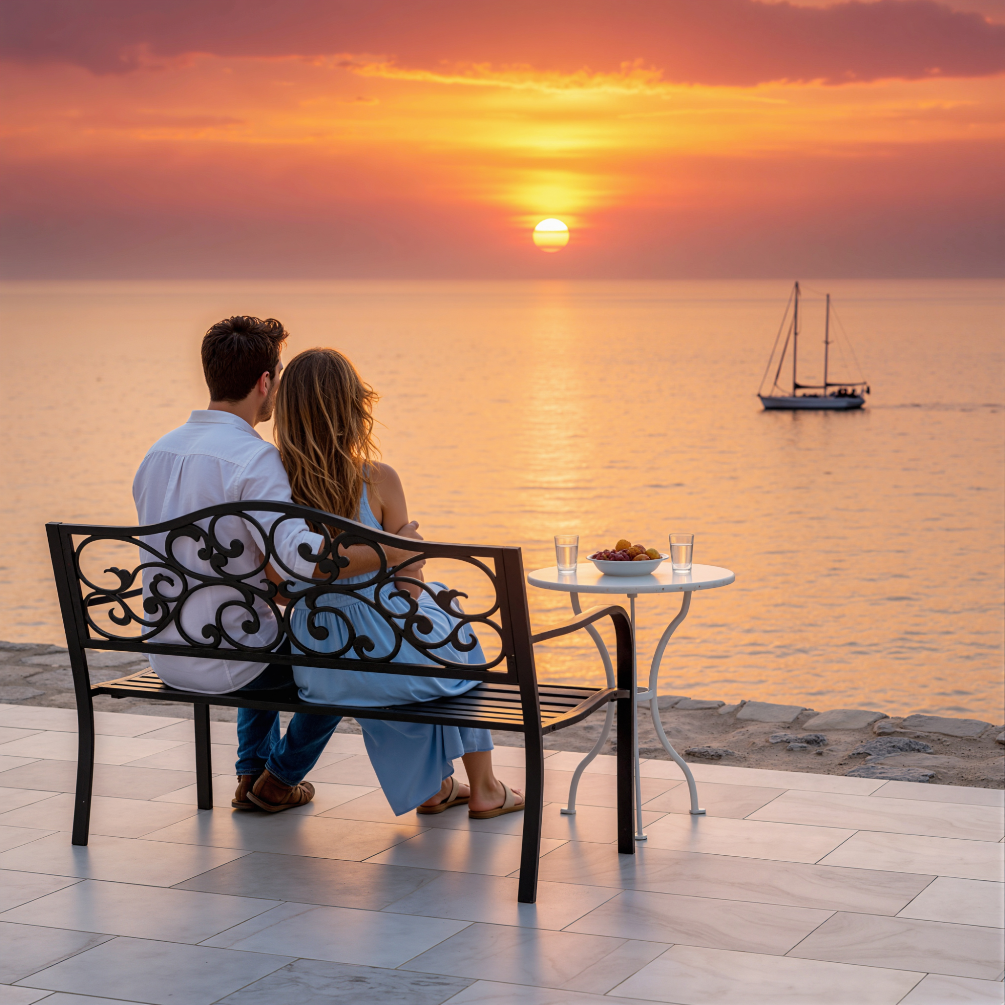 2-Sitzer Gartenbank Parkbank mit ausziehbarem Tisch Sitzbank Bank 240kg belastbar Terrassenbank mit Rücken- & Armlehnen Gartenmöbel für Terrasse, Garten Außenbereich 150x58,5x90 cm Schwarz