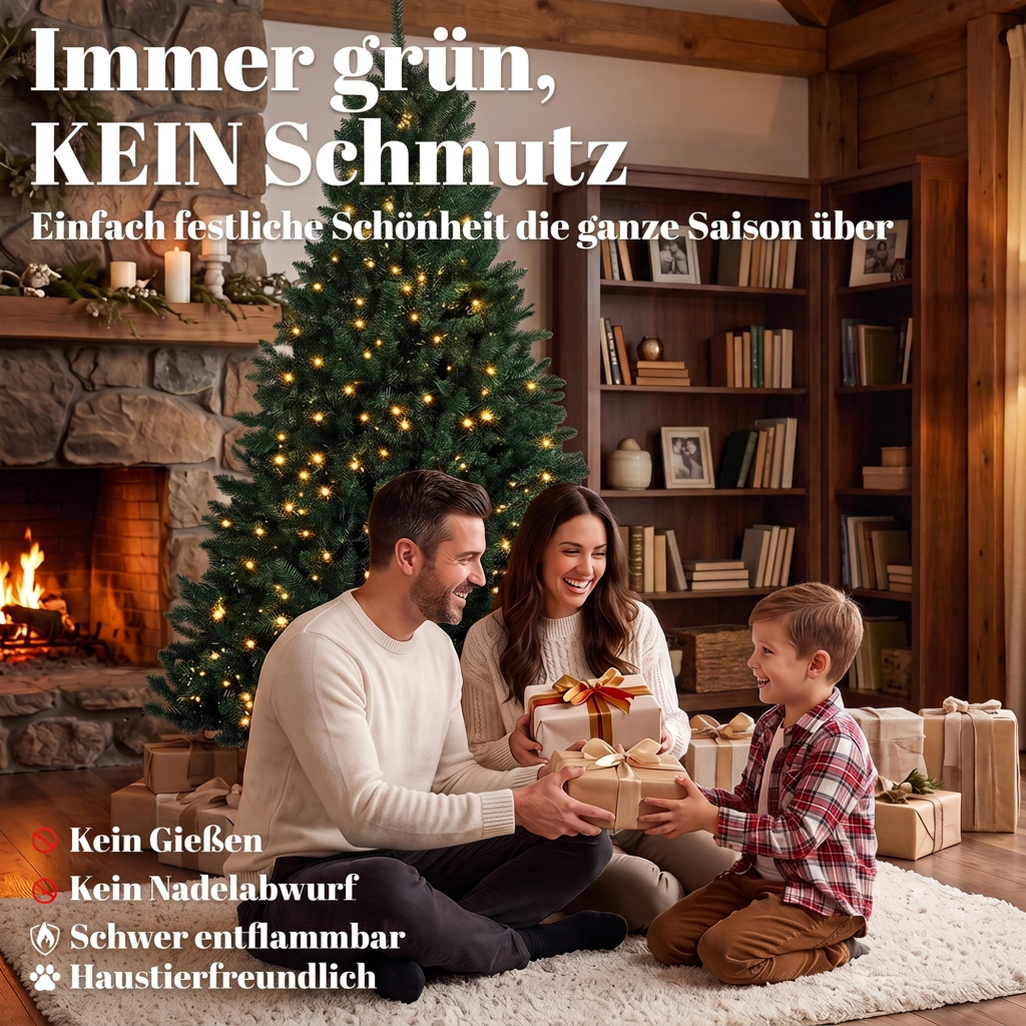 Weihnachtsbaum, 550 warmweiße LEDs, 1494 Zweige, flammhemmend, Kunststoff/Metall, 180 x 112 cm, Grün