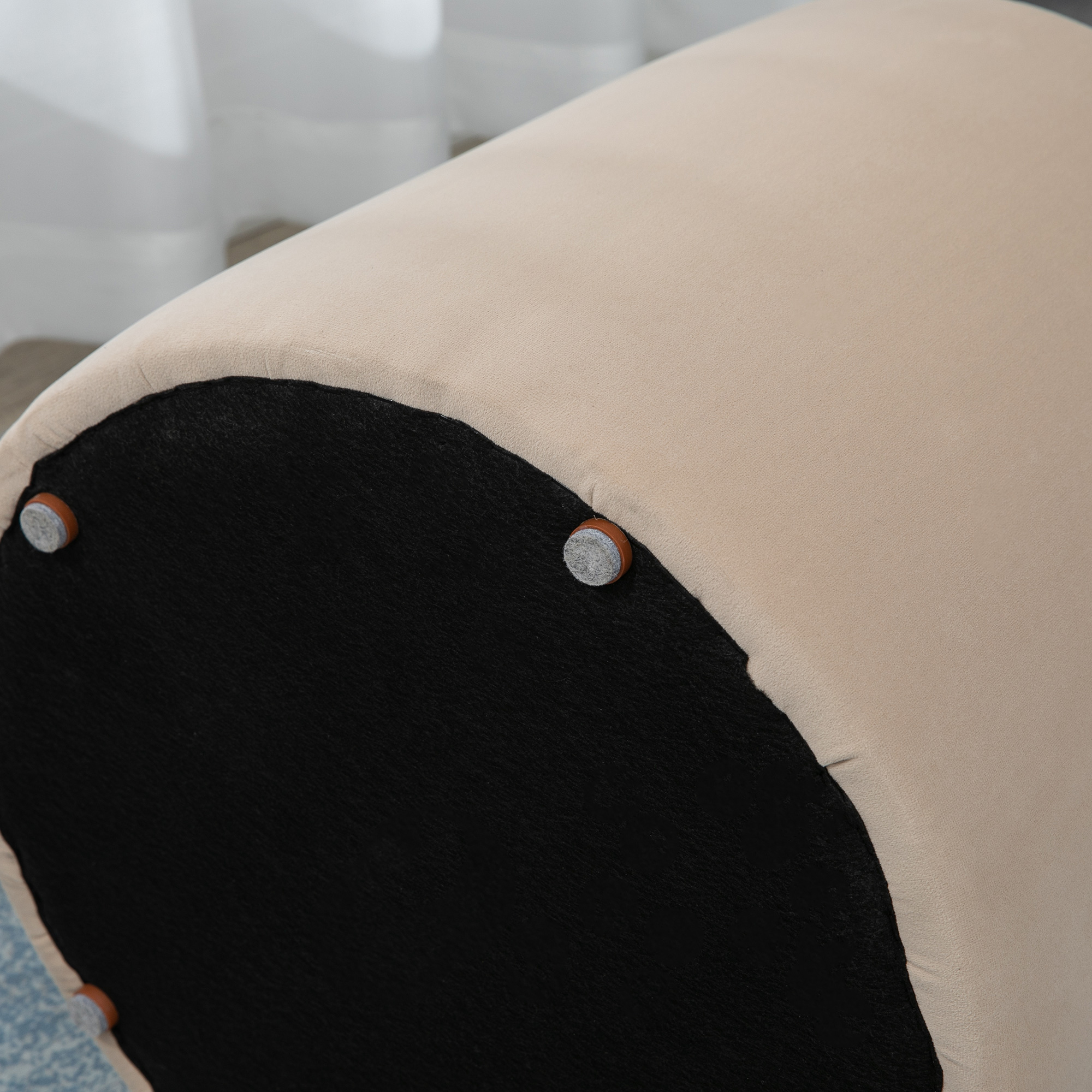 2-in-1 Hocker in Samtoptik inklusive Stauraum und abnehmbaren Deckel ?44 cm x 47,5 cm Beige