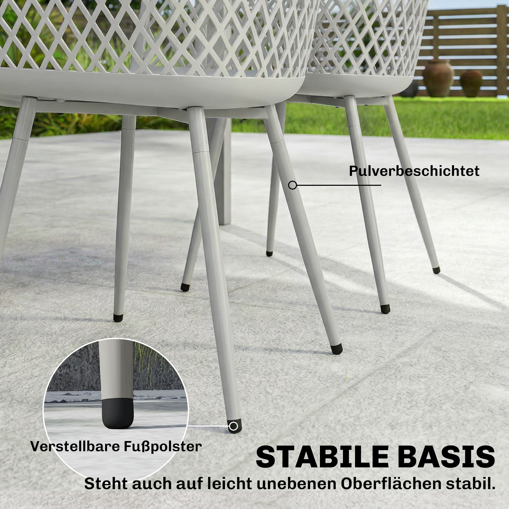 Gartenstuhl 4er Set UV-beständige Gartenstühle aus Kunststoff mit Armlehne Rückenlehne 56 x 51 x 84 cm Grau