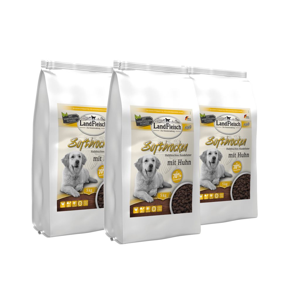 Landfleisch Softbrocken mit Huhn - 3 x 5 kg Landfleisch Softbrocken mit Huhn - 3 x 5 kg