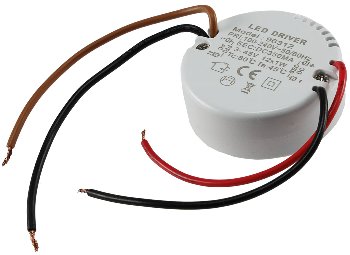 LED-Trafo KS-12R 12W, 3-45V= rund, Ein 220-240V, Aus 350mA Konstantstrom