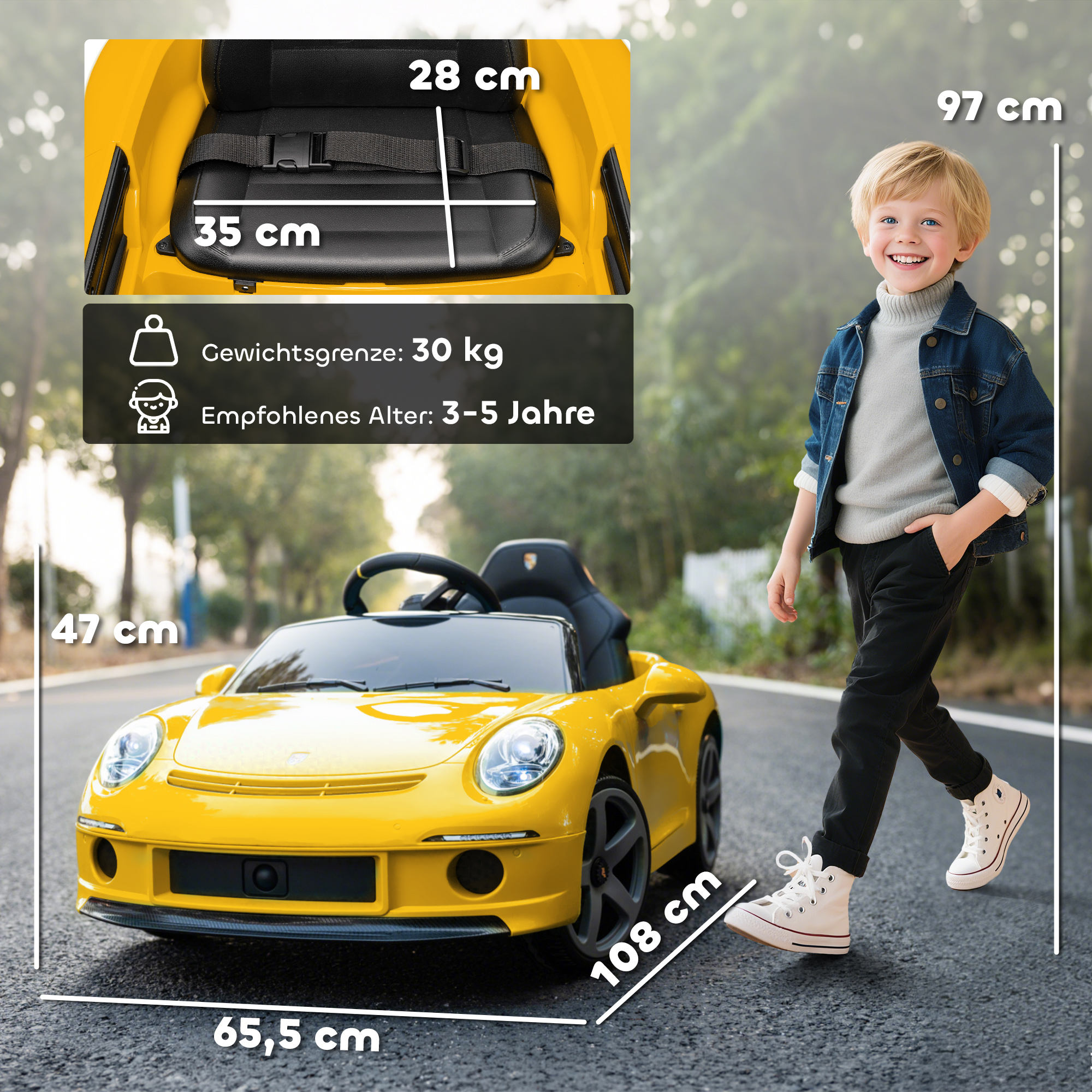 Kinderfahrzeug Porsche 911 RUF GT, gelb