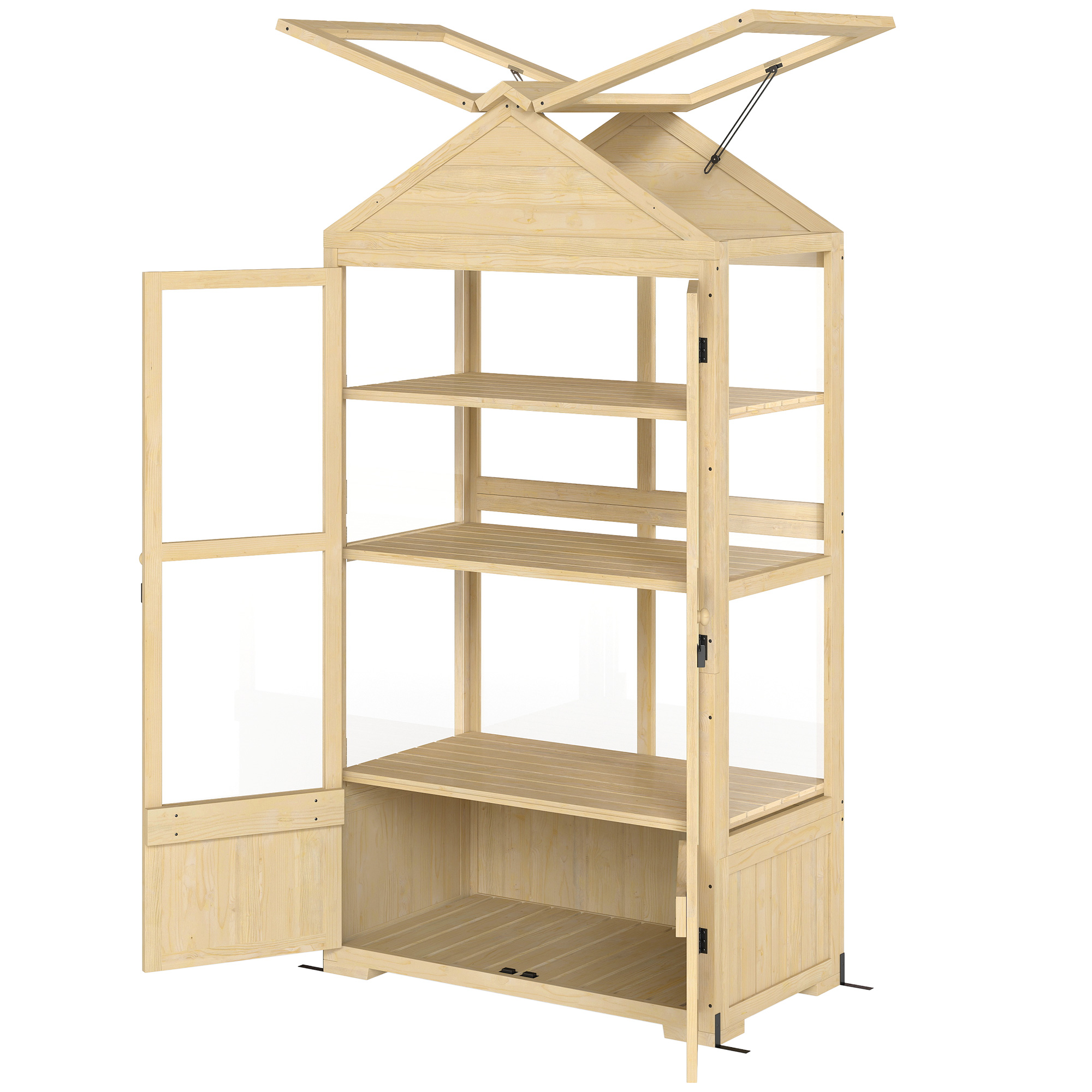Gewächshaus, mit Regal, Dachfenster, verriegelbare Tür, Acryl, Holzrahmen, 100 x 56, 5x 178 cm