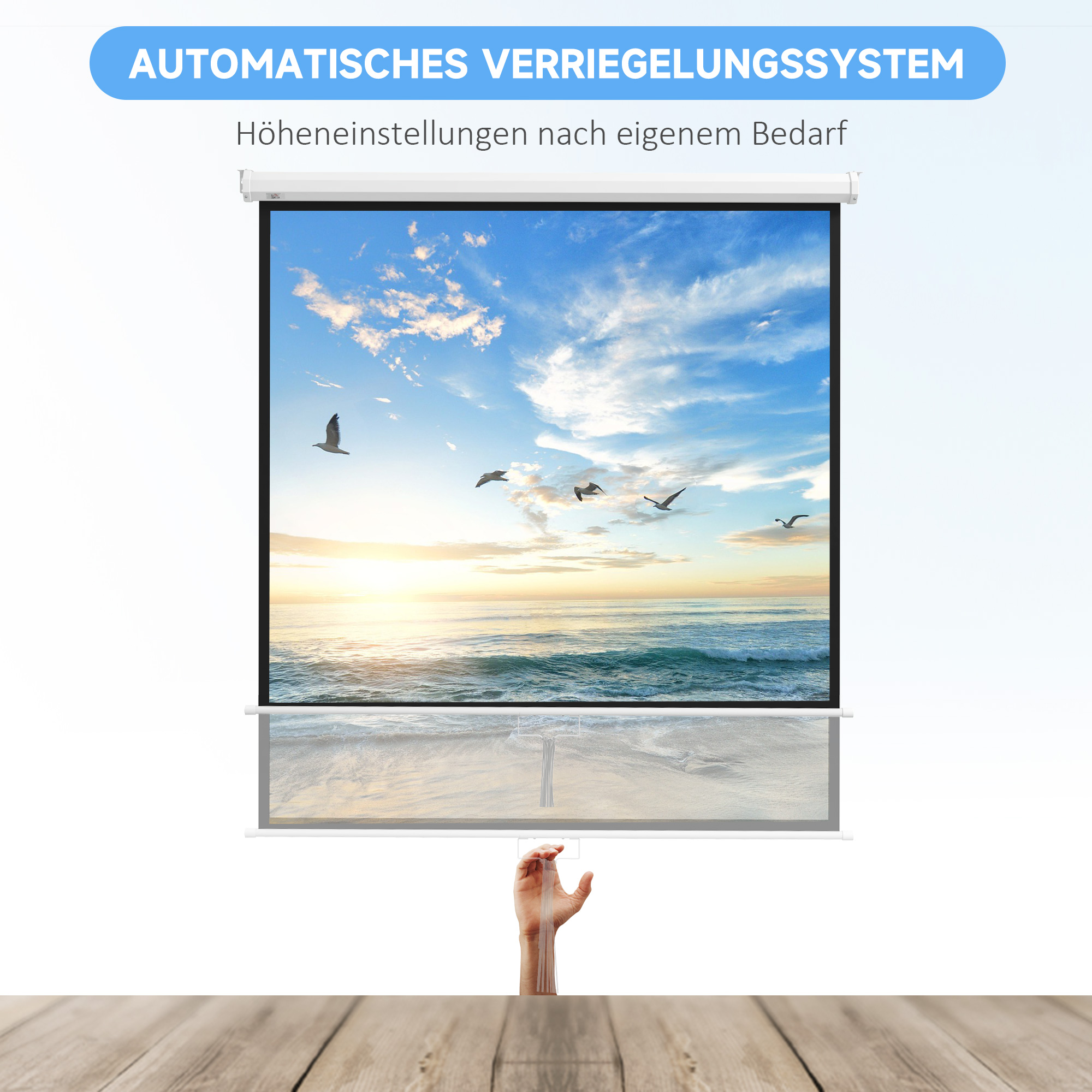 Beamer Leinwand 152 x 152 cm 85 Zoll 1:1 HD 4K Projektionsleinwand für Heimkino Büro-Präsentationen