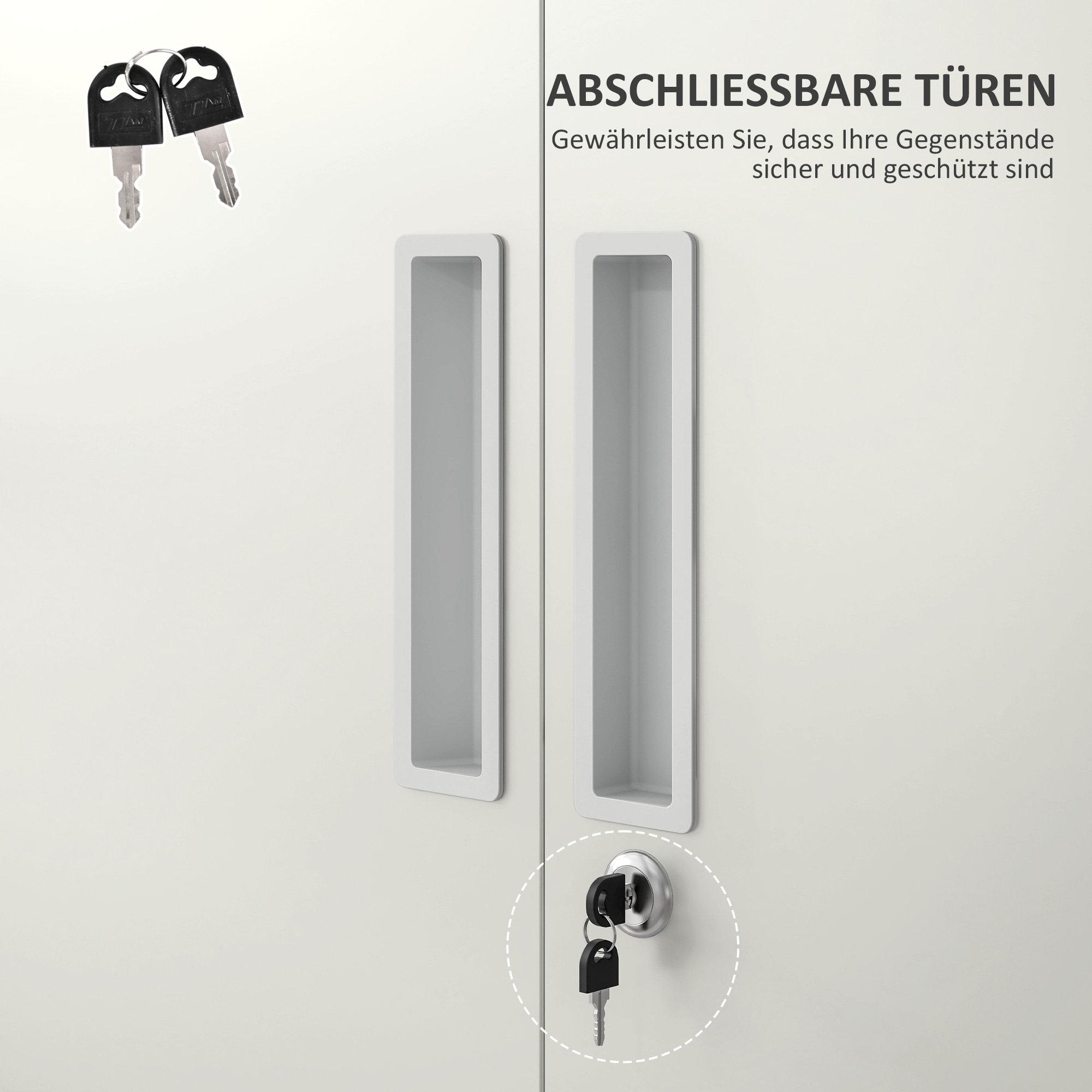 Aktenschrank, Büroschrank, 5 Regale, Metall, 80B x 40T x 180H cm, Weiß