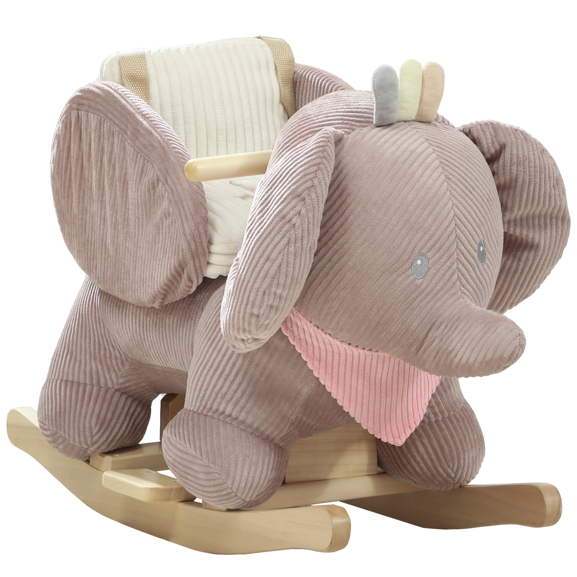 Schaukeltier, Elefant-Schaukel, interaktive Tiergeräusche, Holzrahmen, für Kinder 1,5-3 Jahre, 65 x 32 x 49 cm, Braun