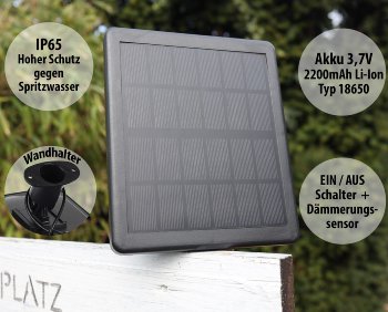 Gartenstrahler Set Solar mit 2 Spots / Solarzelle, Erdspieß, 3000k, IP65