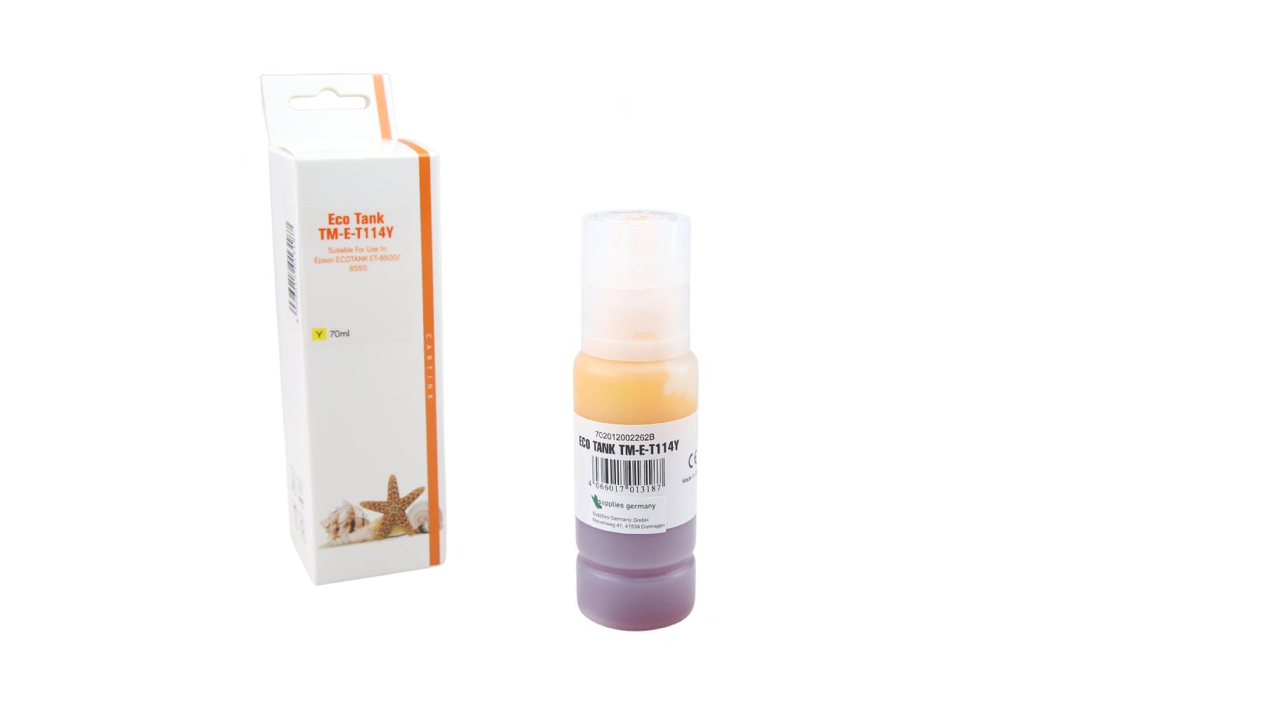 T114Y Eco Tank Nachfüllflasche gelb für Epson / C13T07B440 / 70ml T114Y Eco Tank Nachfüllflasche gelb für Epson / C13T07B440 / 70ml