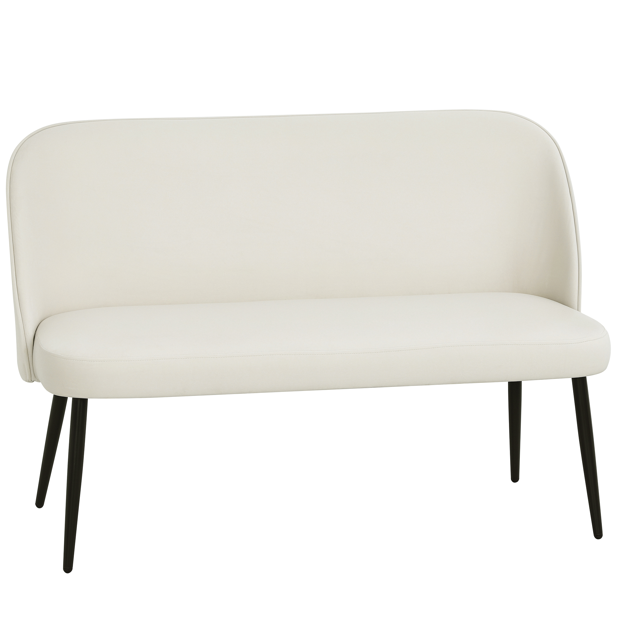 2-Sitzer-Sofa, moderne Polstercouch mit Metall- und Holzrahmen, samtartiger Stoffbezug, Beige