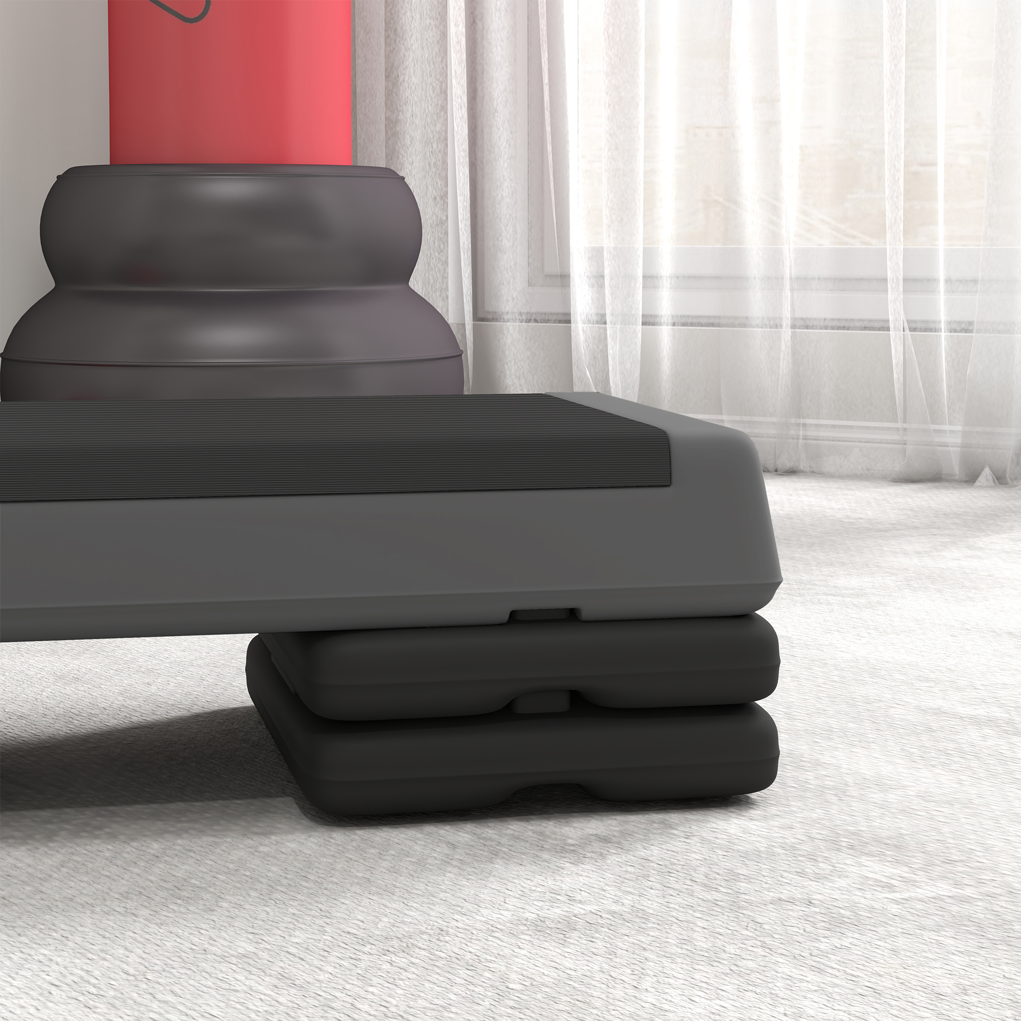 Höhenverstellbarer Fitness-Stepper, rutschfest, für Zuhause, das Fitnessstudio oder das Büro geeignet, Kunststoff, Grau