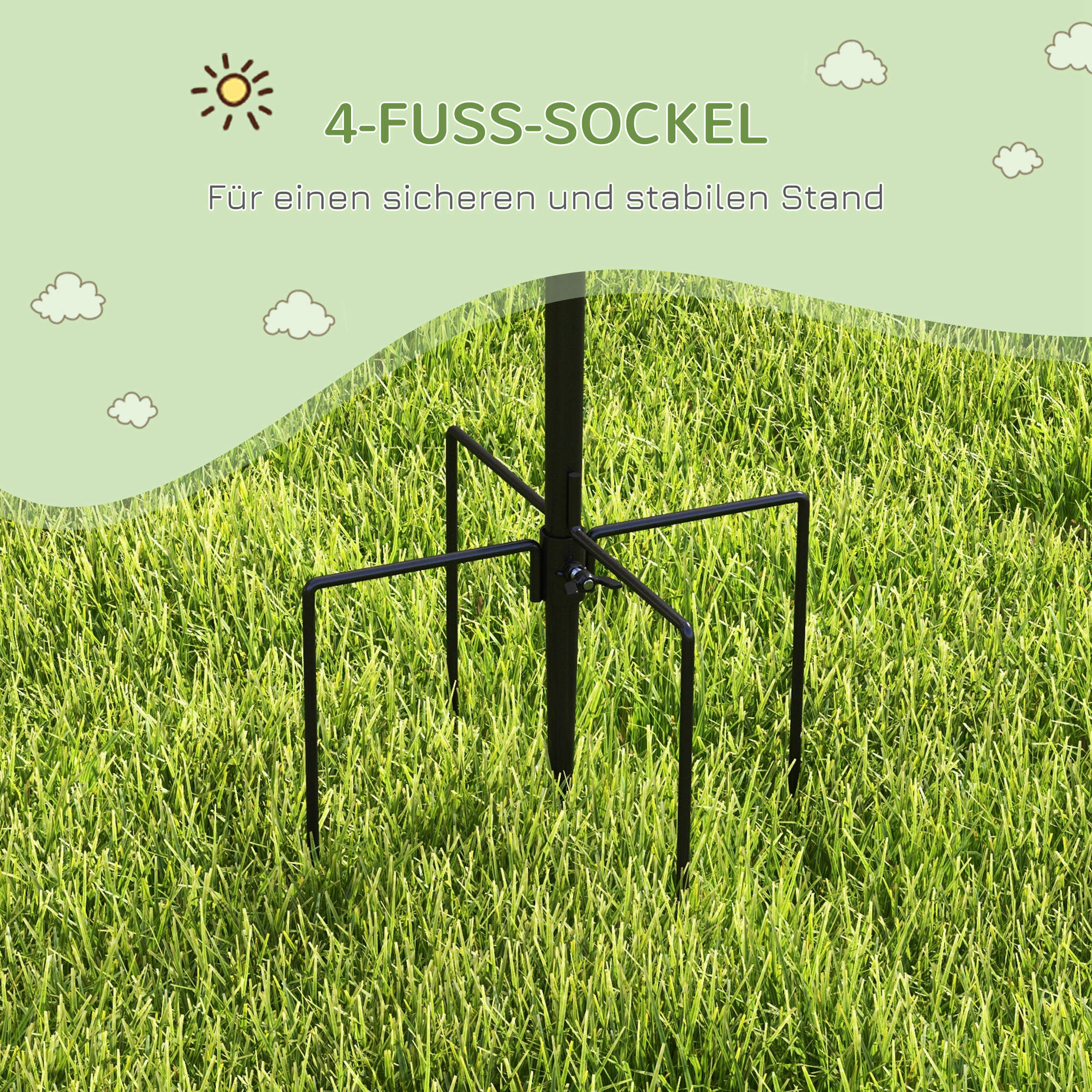 Vogelfutterstation, Outdoor-Futterspender, 4 Haken, Stahl, Schwarz