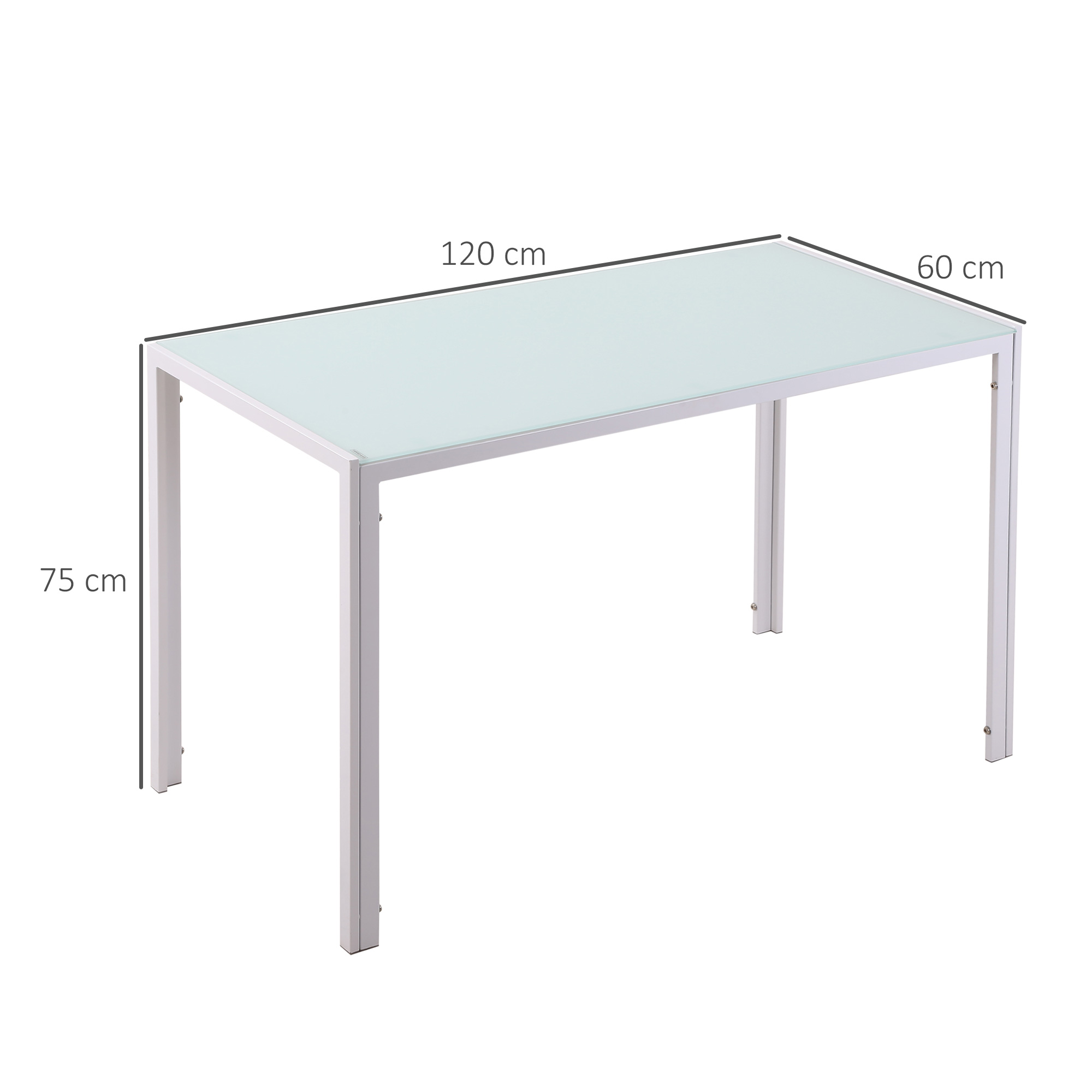 Esstisch Küchentisch großer Tisch, modernes Design, 120 cm x 60 cm x 75 cm, Weiß
