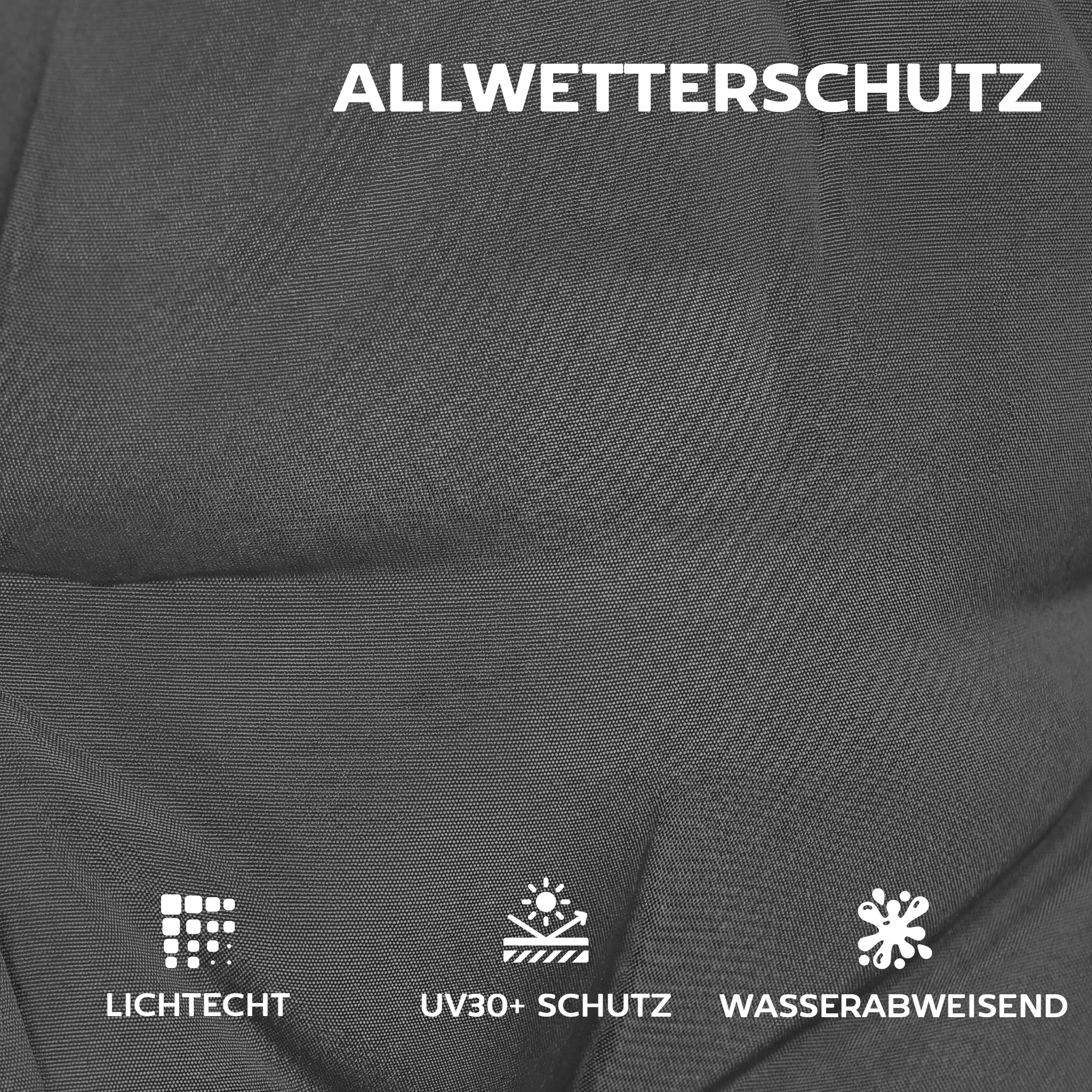 4er Set Sitzkissen wasserabweisend rutschfest Stuhlkissen mit Bändern, Indoor Outdoor 111,5 x 53 x 8 cm Dunkelgrau