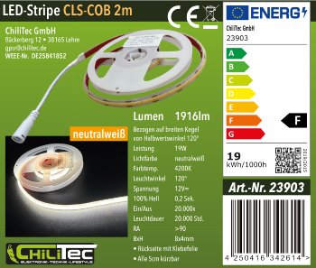 LED-Stripe "CLS-COB V2" 2m, neutralweiß / 12V, 19W,  1916 Lumen
